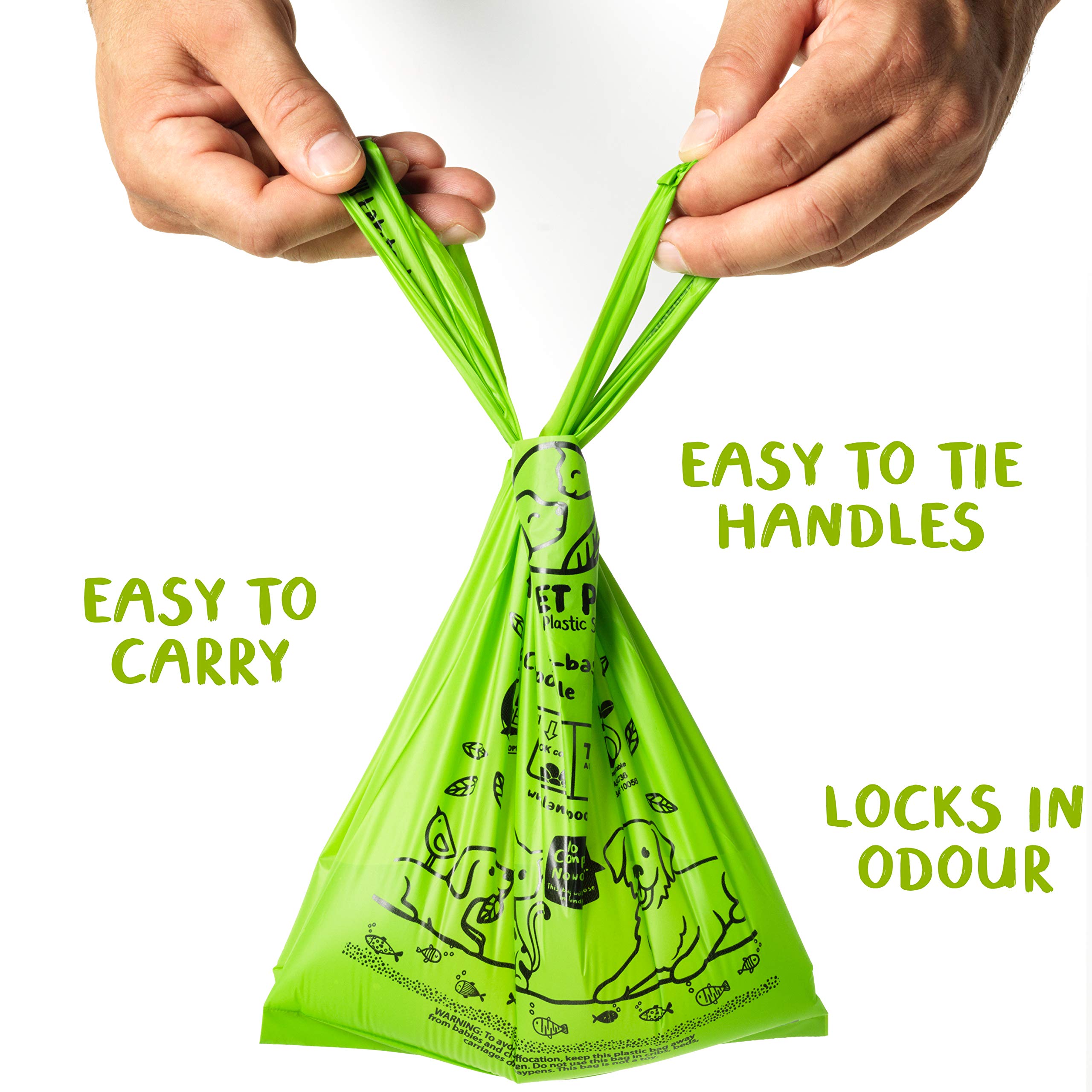 Planet Poop Home Compostable Dog Poop Bags With Handles, Large Single Roll 200 Grab & Go, Un-Scented Pet Waste Bag, Leakproof Fo