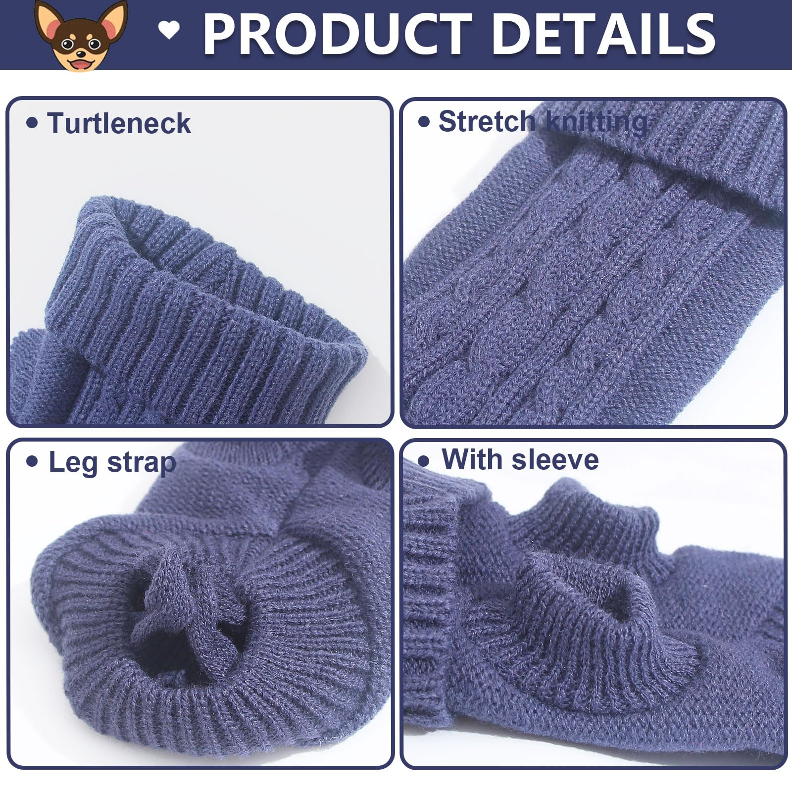 2 Pack Dog Sweaters For Small Dogs, Chihuahua Yorkie Sweater, Dog Clothes Winter Warm Pullover Sweaters, Pet Cat Clothing Cold W