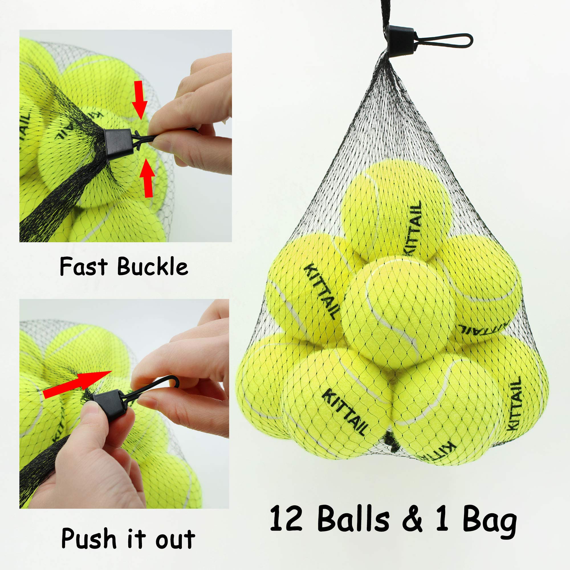Kittail 12 Pcs Squeaky Tennis Balls For Dogs - 2.58' Interactive Doggy Toys - Mini Safe, Durable For Small Medium Large Dogs Training Playing, With 1 Reusable Carry Bag