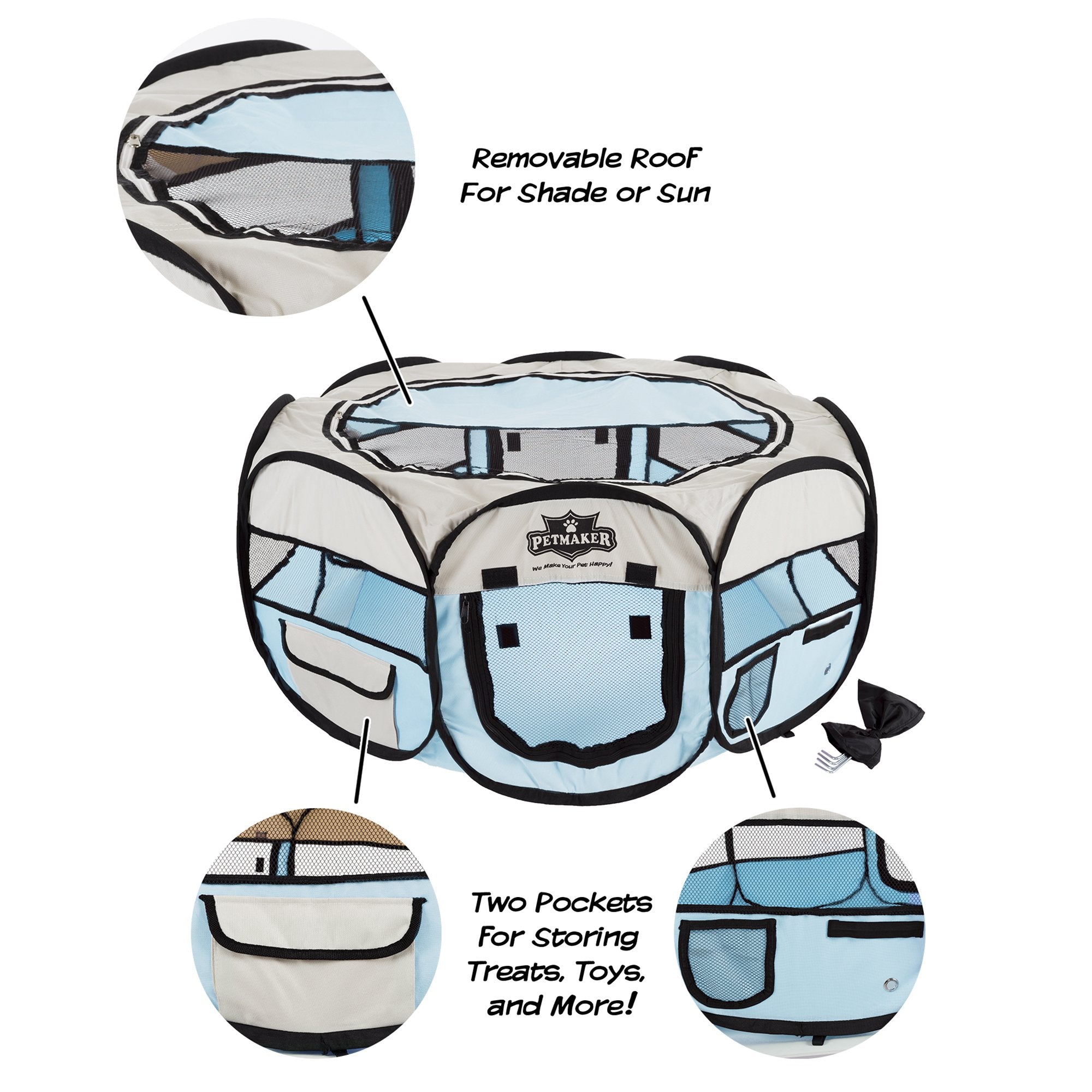 Pet Playpen - 33X15 Pop-Up Dog Kennel With Carry Bag - Portable Play Pen For Dogs, Cats, Rabbits, And Small Animals Up To 25Lbs