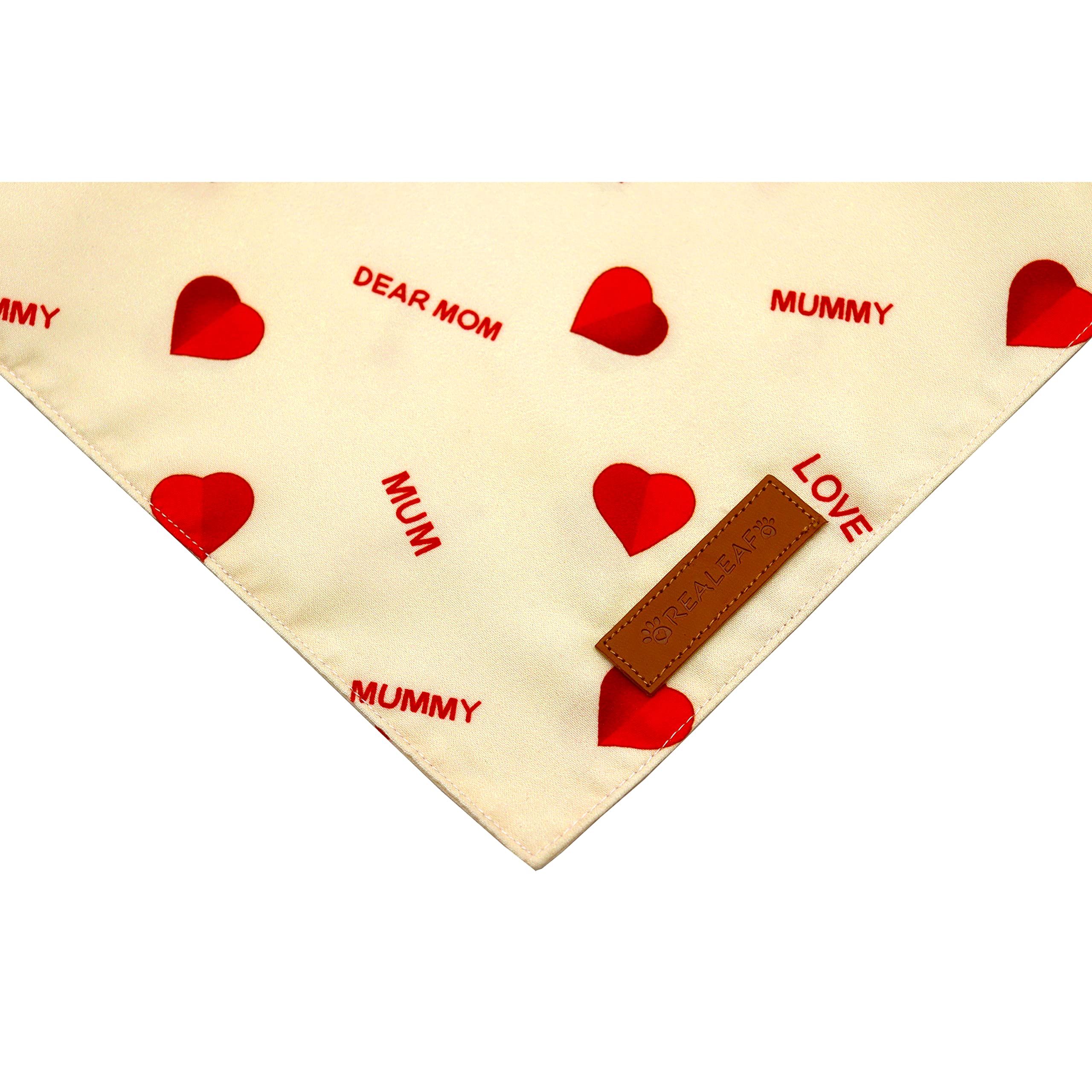 Realeaf Mothers Day Dog Bandanas 2 Pack, Reversible I Love My Mom Pet Scarf For Boy And Girl, Premium Durable Fabric, Valentines