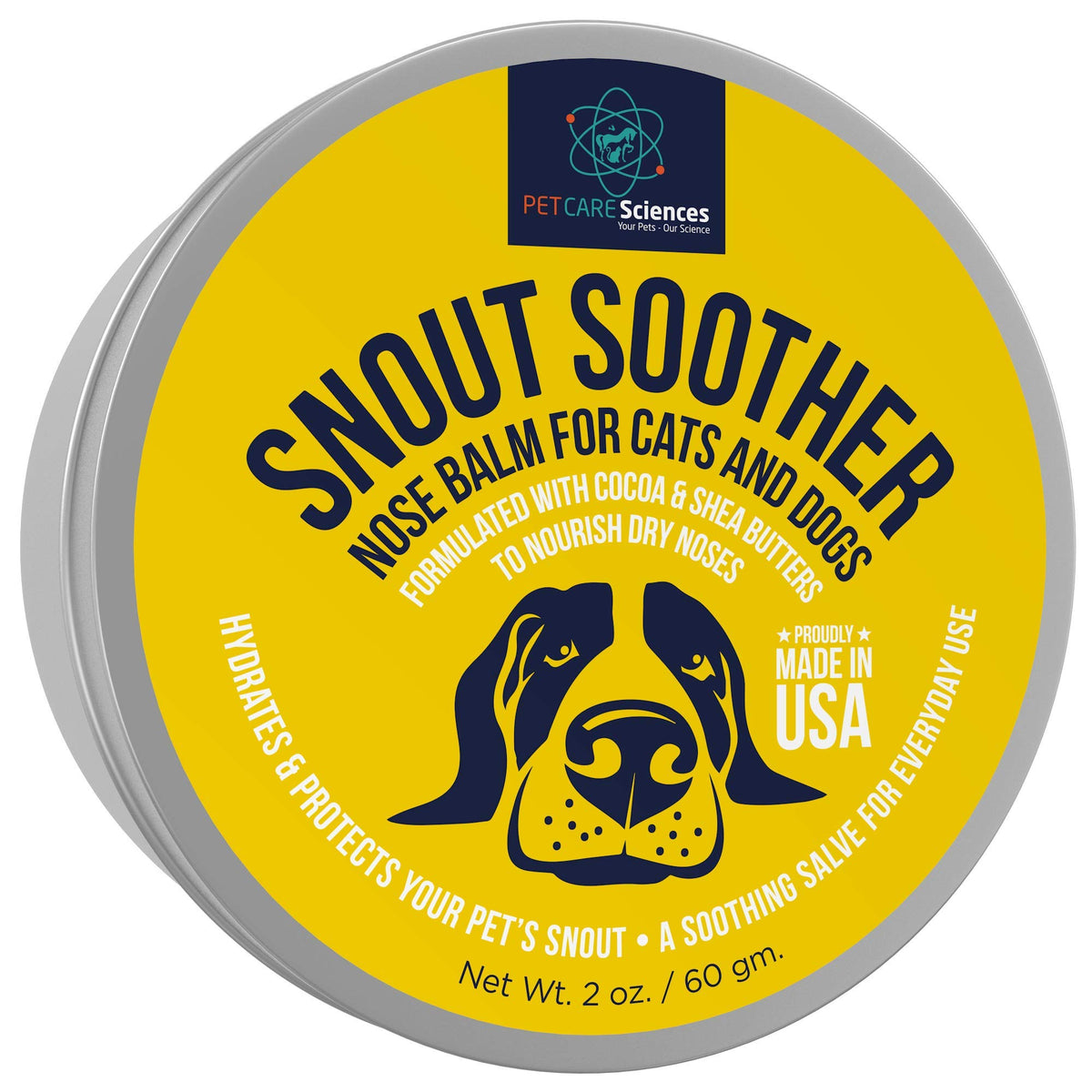 Pet Care Sciences Paw Wax - 2 Oz Tin Of Dog Paw Balm For Dry Paws - Paw Soother For Dogs - Paw Pad Moisturizer - Dog Paw Cream - Cat Paw Balm Or Snout Soother For Dogs (Snout Soother)