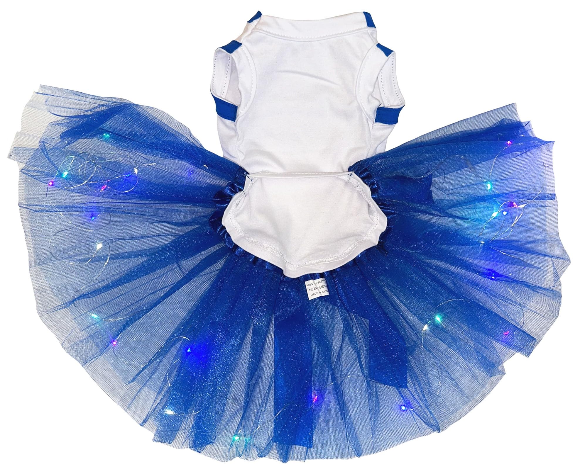 Petitebella Usa Heart Puppy Dog Dress (White/Blue Led, X-Large)