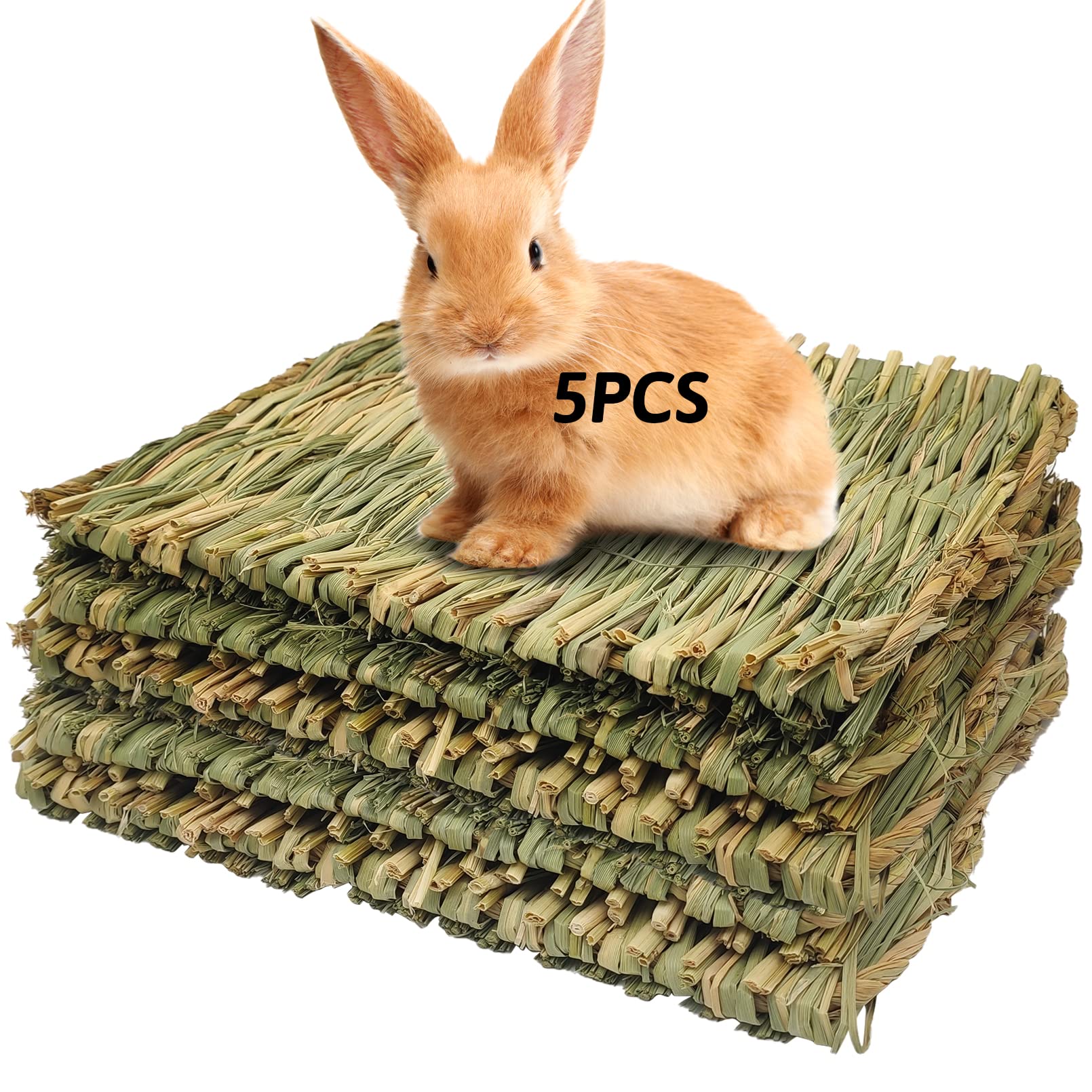 Grass Mat Woven Bed Mat For Small Animal 5 Grass Mats Bunny Bedding Nest Chew Toy Bed Play Toy For Guinea Pig Parrot Rabbit Bunn