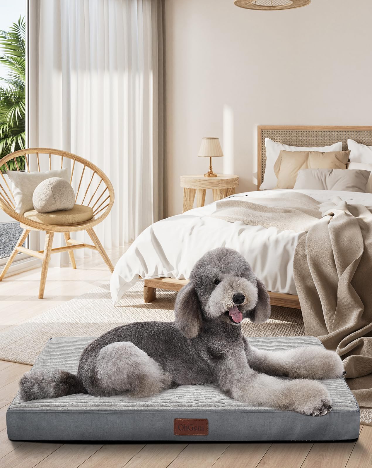 Ohgeni Orthopedic Waterproof & Machine Washable Dog Bed For Extra Large Pets, Suitable For Crates, 25D Egg Crate Foam, Non-Slip 