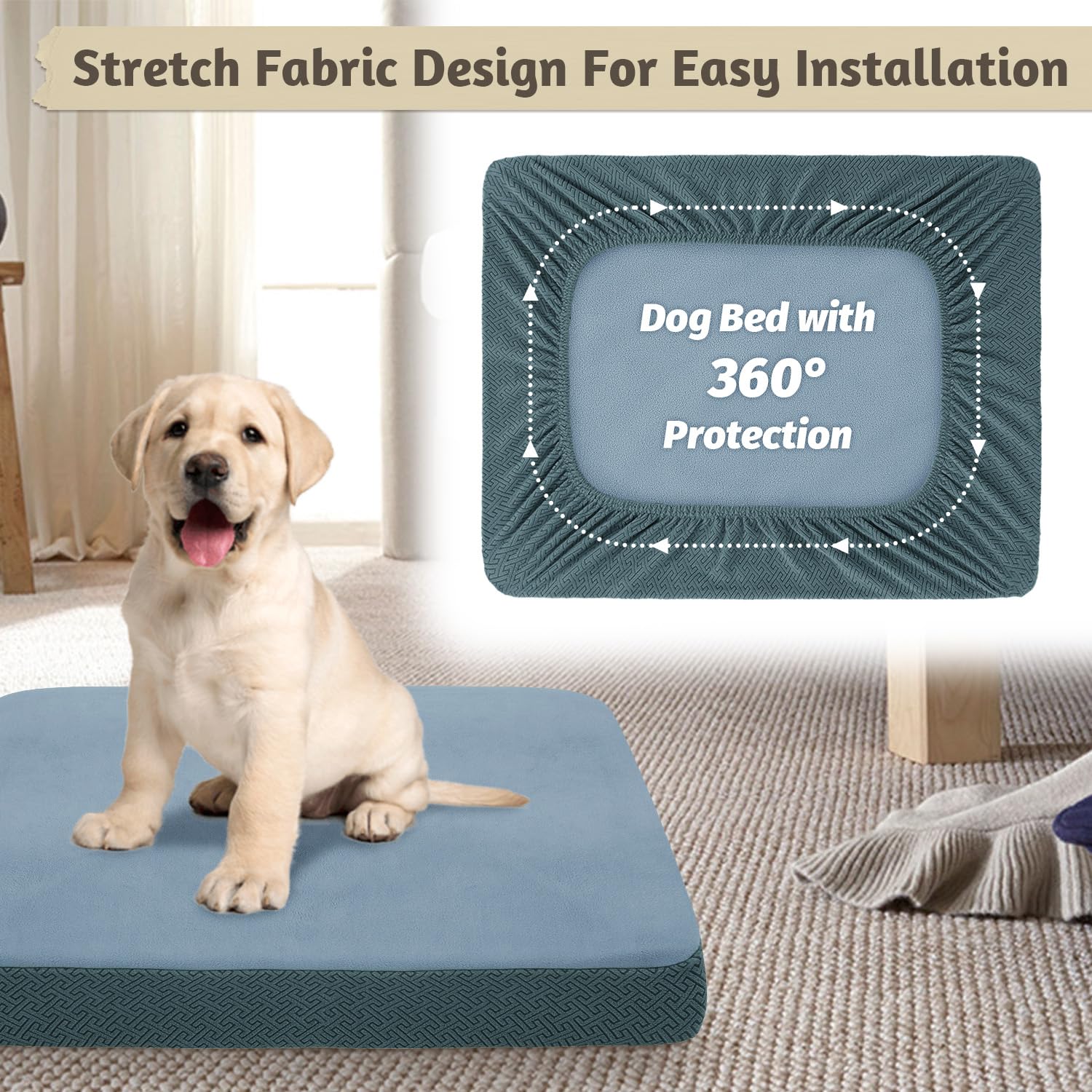 Softown Dog Bed Covers Replacement Washable Dog Bed Waterproof Cover Soft Cover For Dog Cat, Cover Only (Light Blue, 36X27X6 Inc