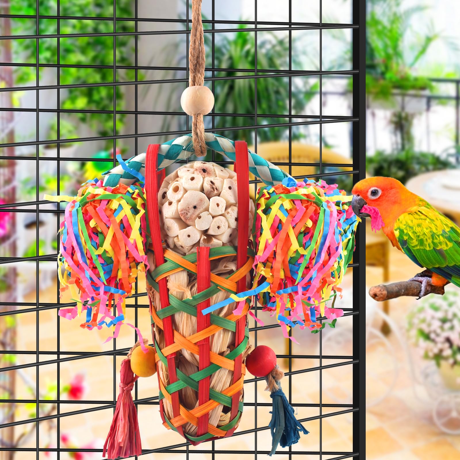 KATUMO Bird Toys Parakeet Toy Cockatiel Shredding Toys Conure Foraging Sola Toys for Conure Cockatiel Parakeet Lovebird Small to