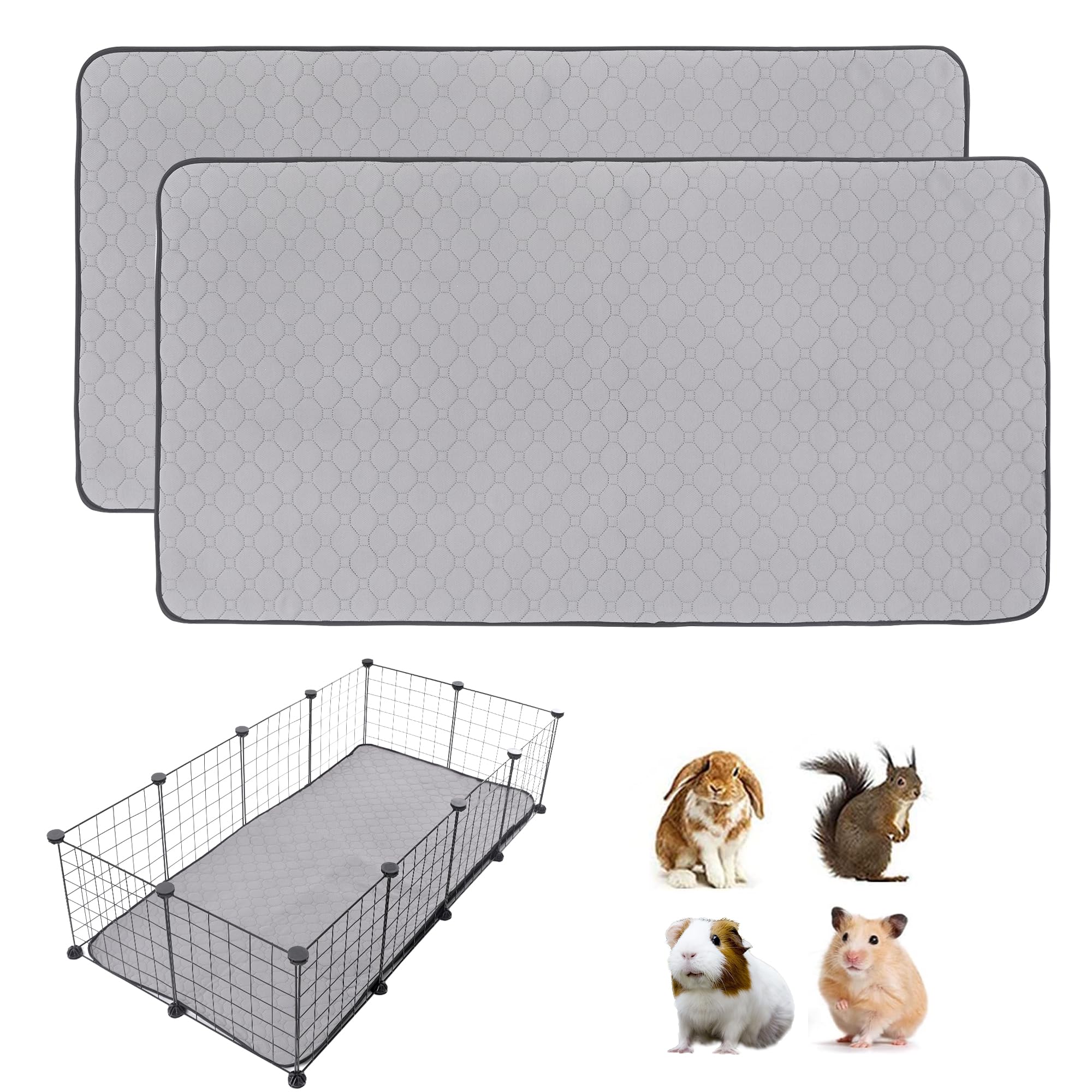 2Pack Guinea Pig Cage Liners, Lwymx 24''X48'' Washable Guinea Pig Pee Pads, Non Slip Reusable Super Absorbent Guinea Pig Training Mat Bedding Fleece For Small Animals Hamster Rabbit Chinchilla Rat