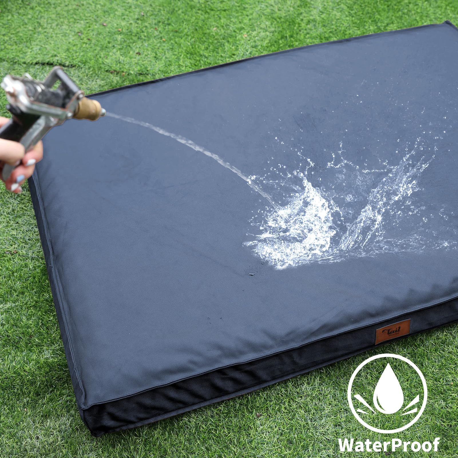 Tail Stories Large Outdoor All Weather Dog Bed, Waterproof Dog Bed For Large Dogs, Orthopedic Egg Foam Pet Bed With Washable And