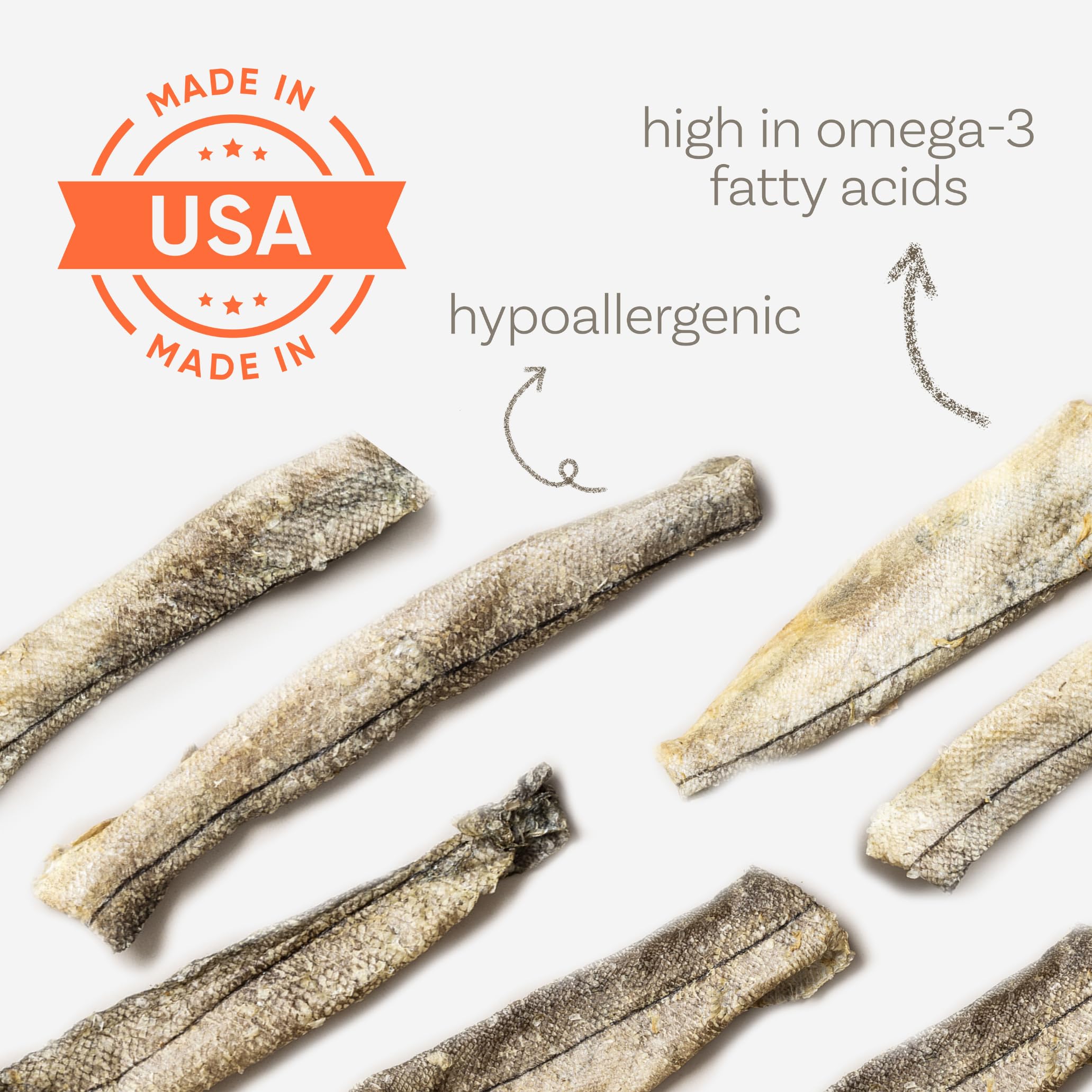Polkadog Crunchy Haddock Skins Dog Treats - Single-Ingredient, Omega-3 Rich, All-Natural Pet Snack - Locally-Caught, Sustainable
