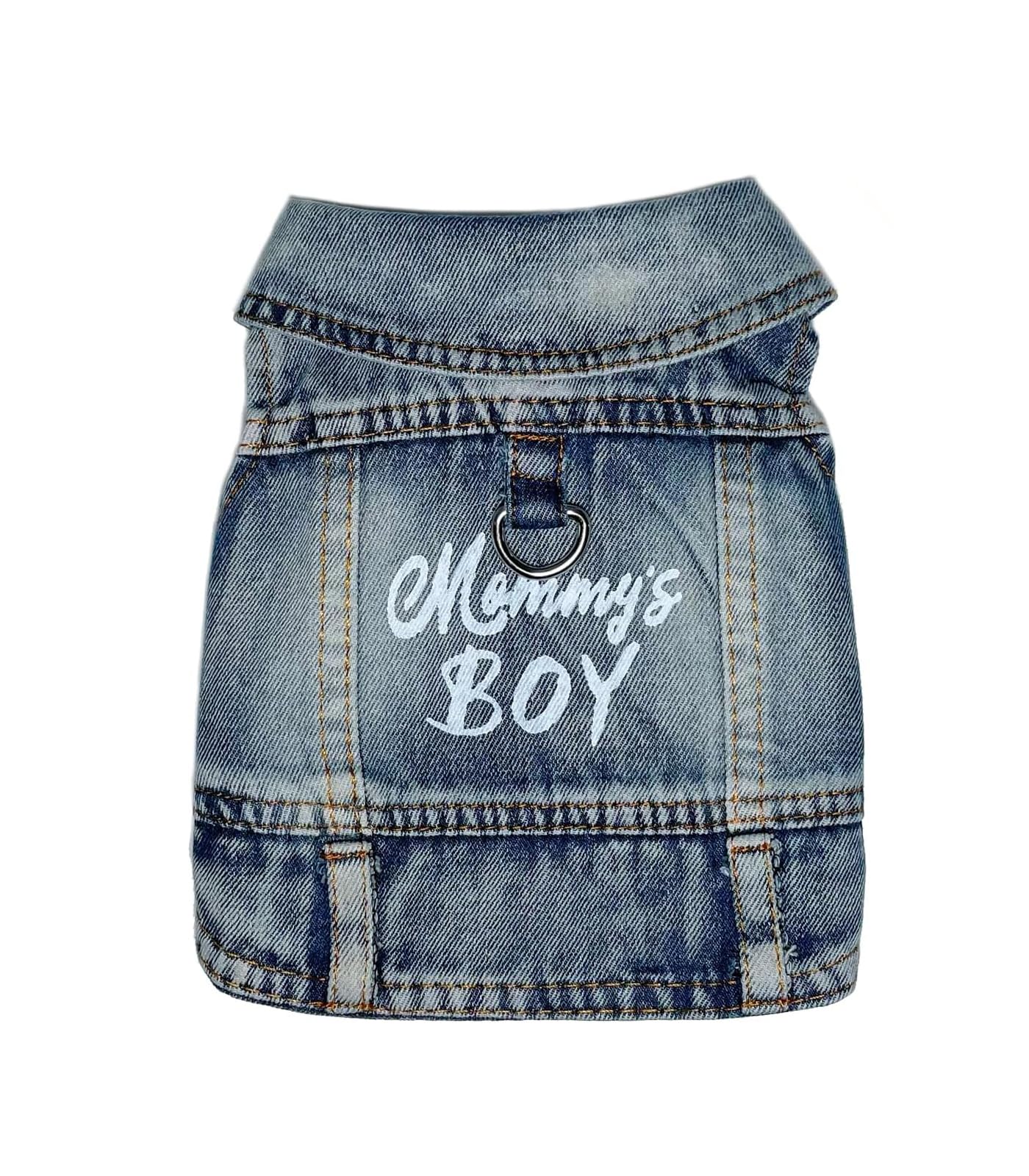 JcDuDoi Dog Jeans Jacket Mommys Boy Denim,Breathable Cotton Blue Pet Coat for Puppy Small Dogs Classic Overalls Male Cat Costum