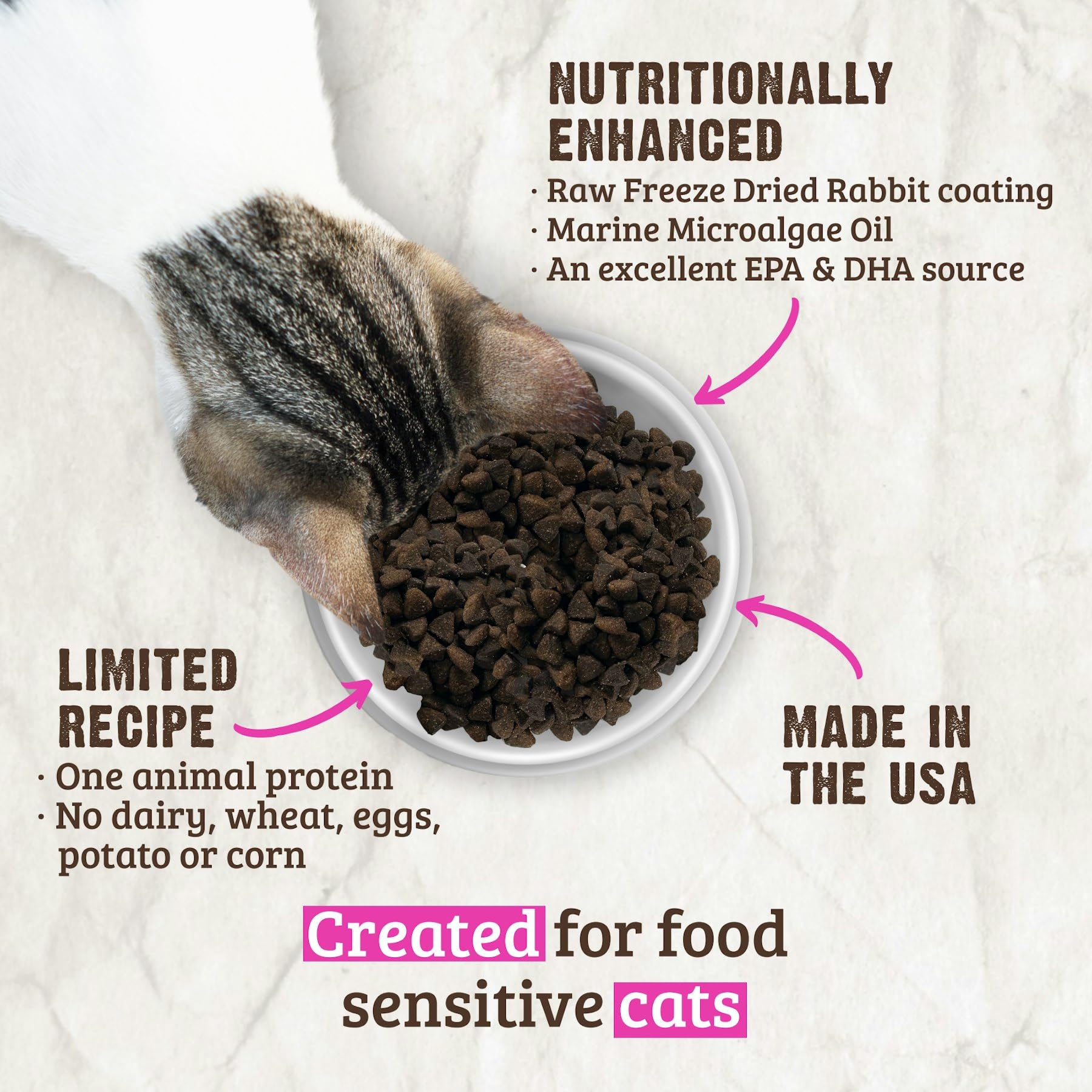 Rawz Real Rabbit Dry Food for Cats with Freeze Dried Coating (3.5 Pounds) Made in USA