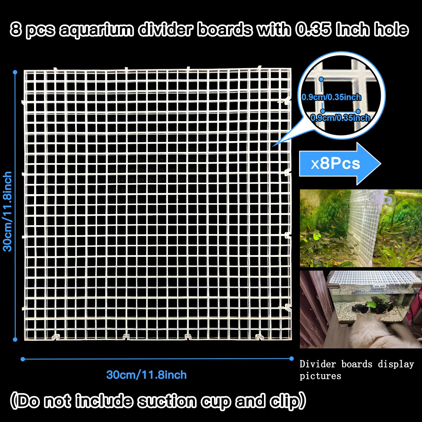 Weramics Adjustable Aquarium Fish Tank Divider Filter Bottom Plastic Grid Fish Tank Isolation Board Plastic Egg Crate Tray(White