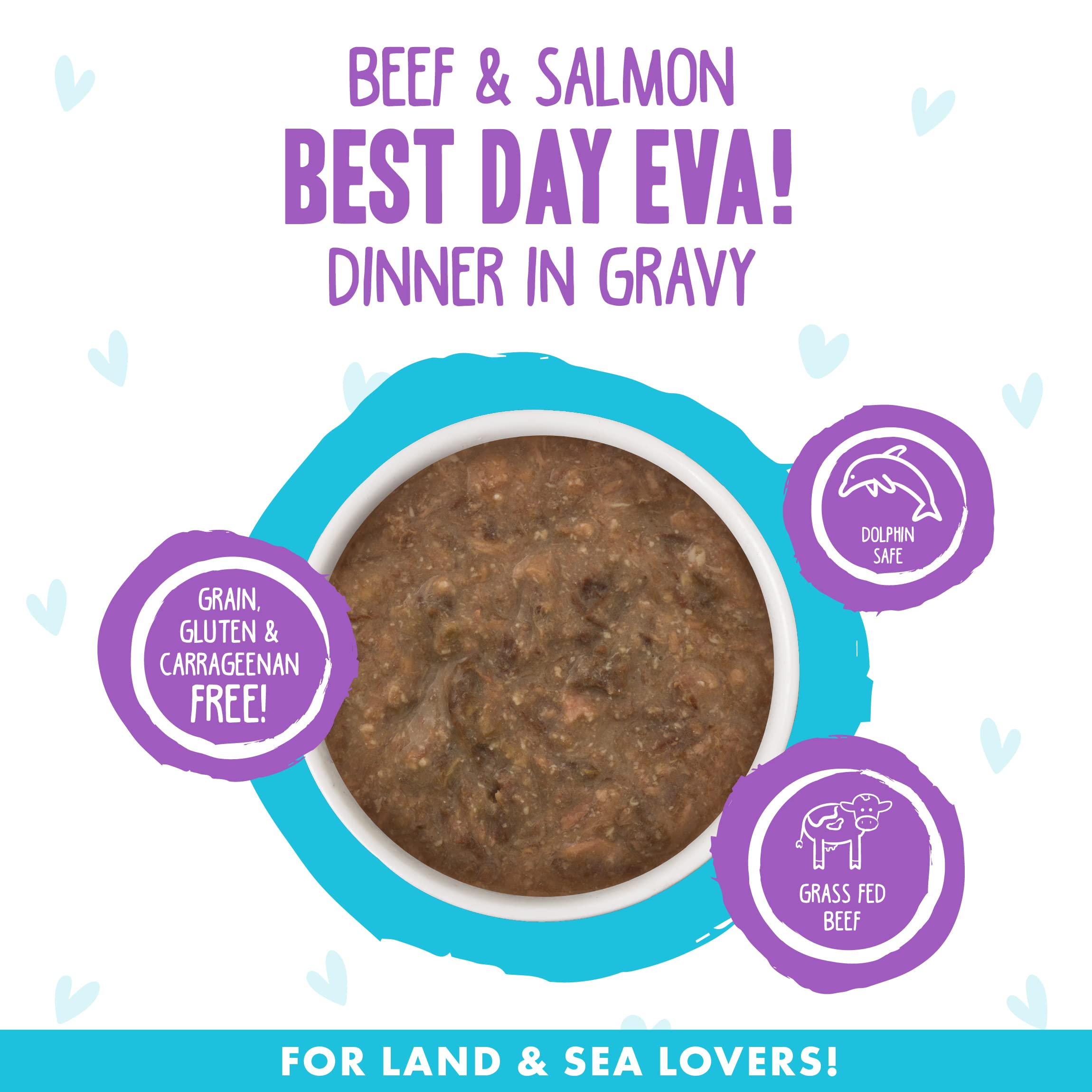 Weruva B.F.F. OMG - Best Feline Friend Oh My Gravy!, Best Day Eva! with Beef & Salmon in Gravy Cat Food, 5.5oz Can (Pack of 8)
