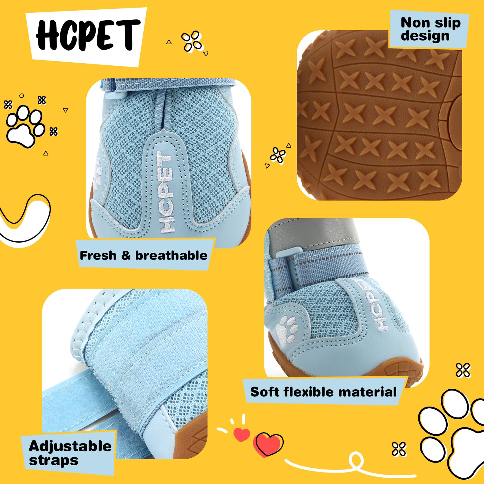 Hcpet Dog Shoes, Dog Boots For Large Dogs, Breathable Dog Booties Paw Protector For Summer Hot Pavement, Winter Snowy Day, Outdo