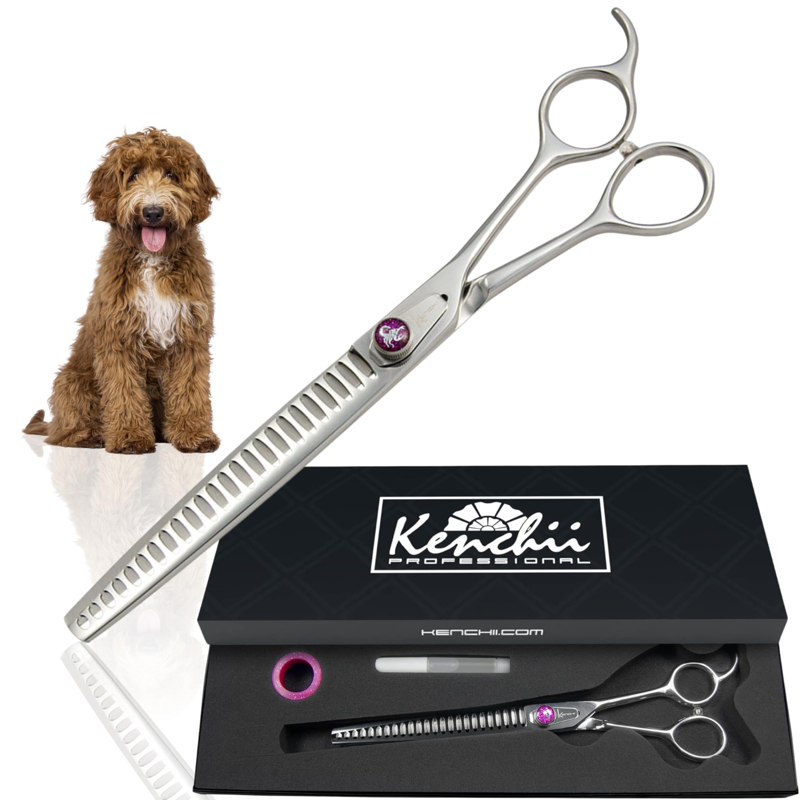 Kenchii Scorpion Dog Grooming Scissors, 24 Tooth Blending Shears, Dog Scissors for Grooming, Professional Pet Grooming Scissors,