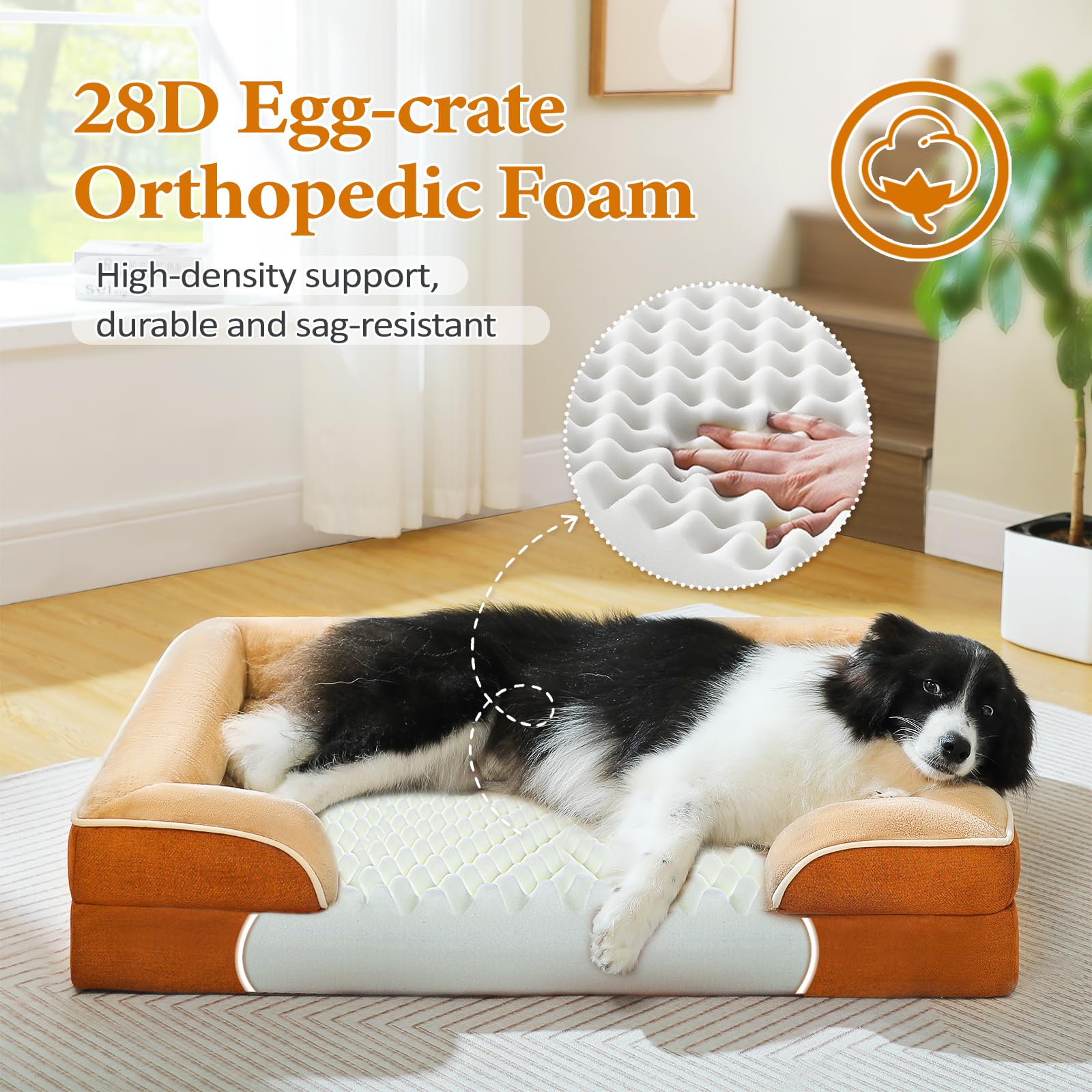 Pawz Road Orthopedic Dog Bed Medium With Memory Foam,2-Layer Waterproof Cover And Non-Slip Bottom For Small, Medium And Large Do