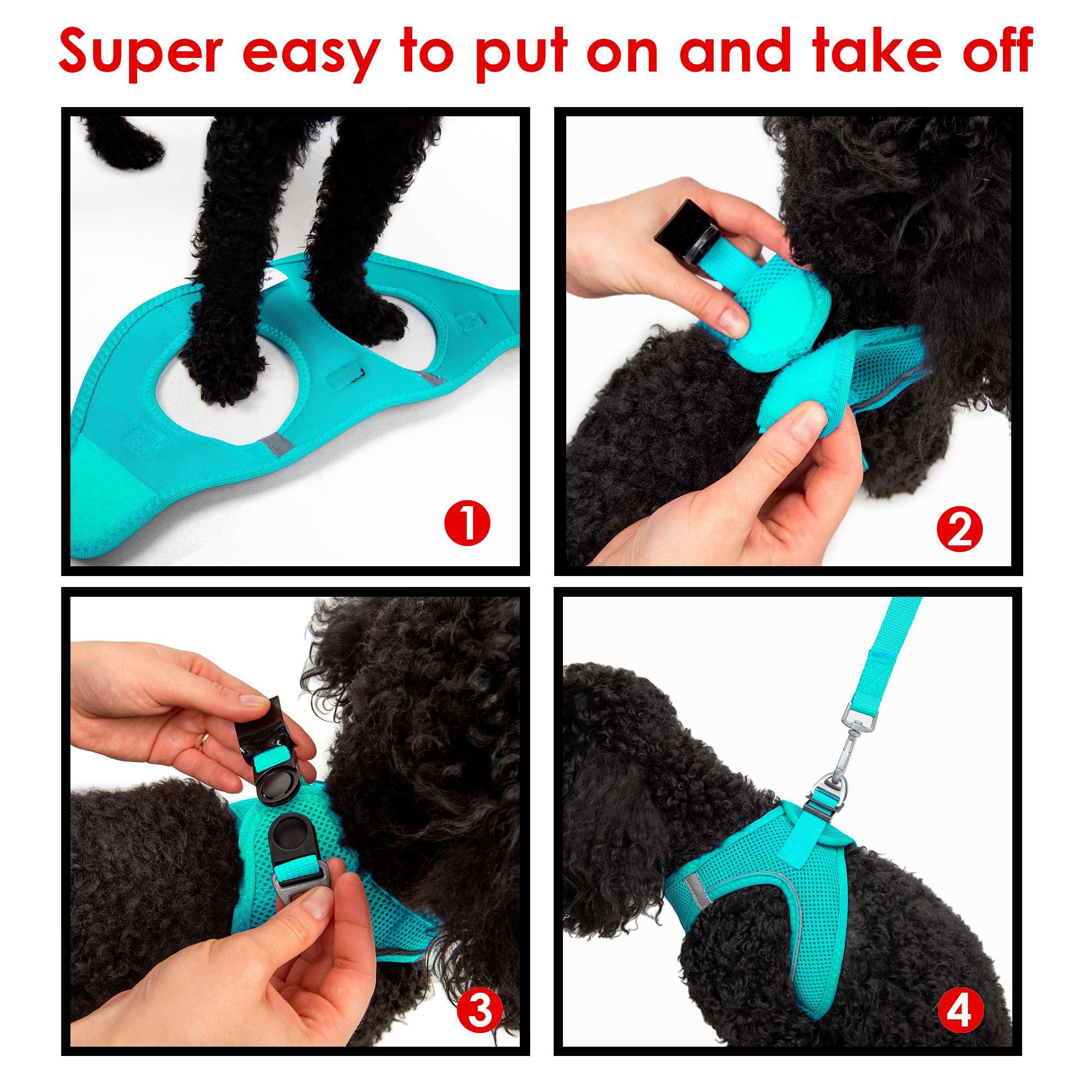Tailpetz Light Blue Dog Harness Small Sized Dogs, Adjustable No Pull Step in Harness for Small Dog, Reflective Puppy Harness for