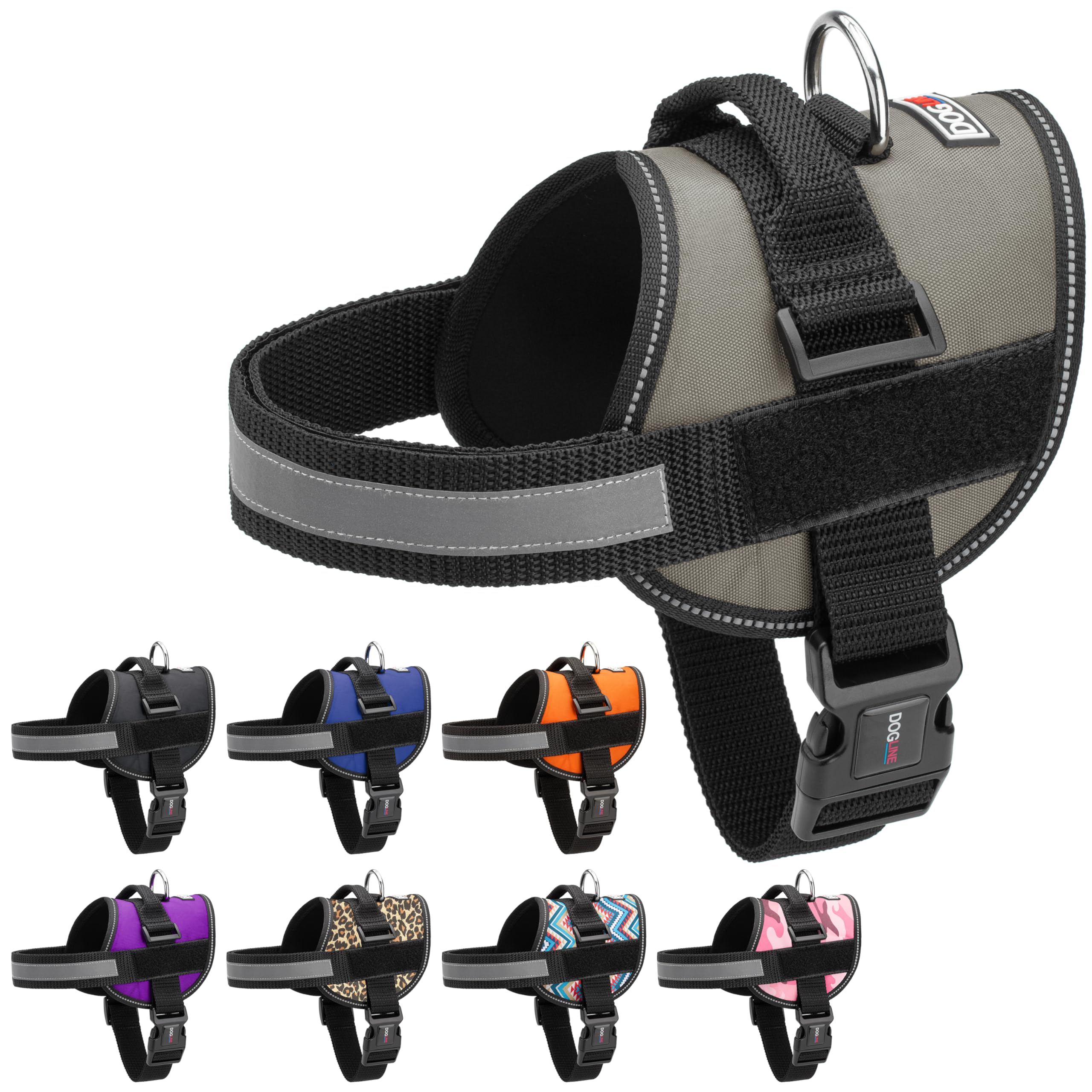 Dogline Dog Harness, Reflective No-Pull Adjustable Vest with Handle for Walking, Training, Service Breathable No - Choke Harness