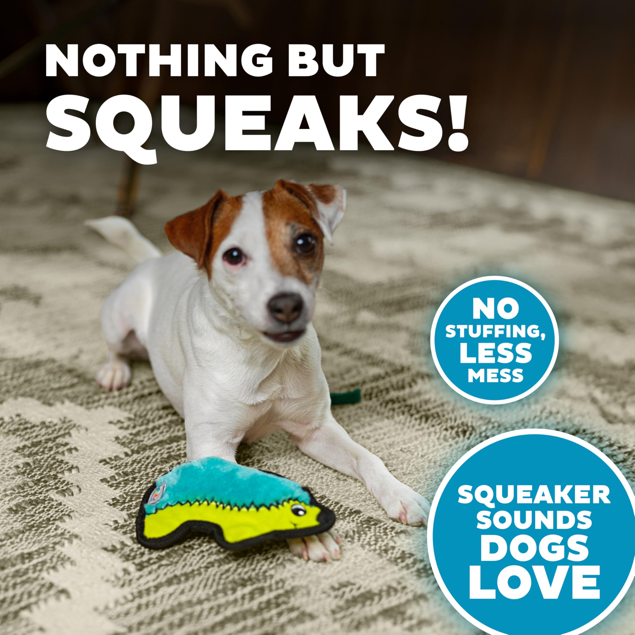 Outward Hound Durablez Tough Plush Squeaky Dog Toy, Hedgehog, Turquoise, Xs