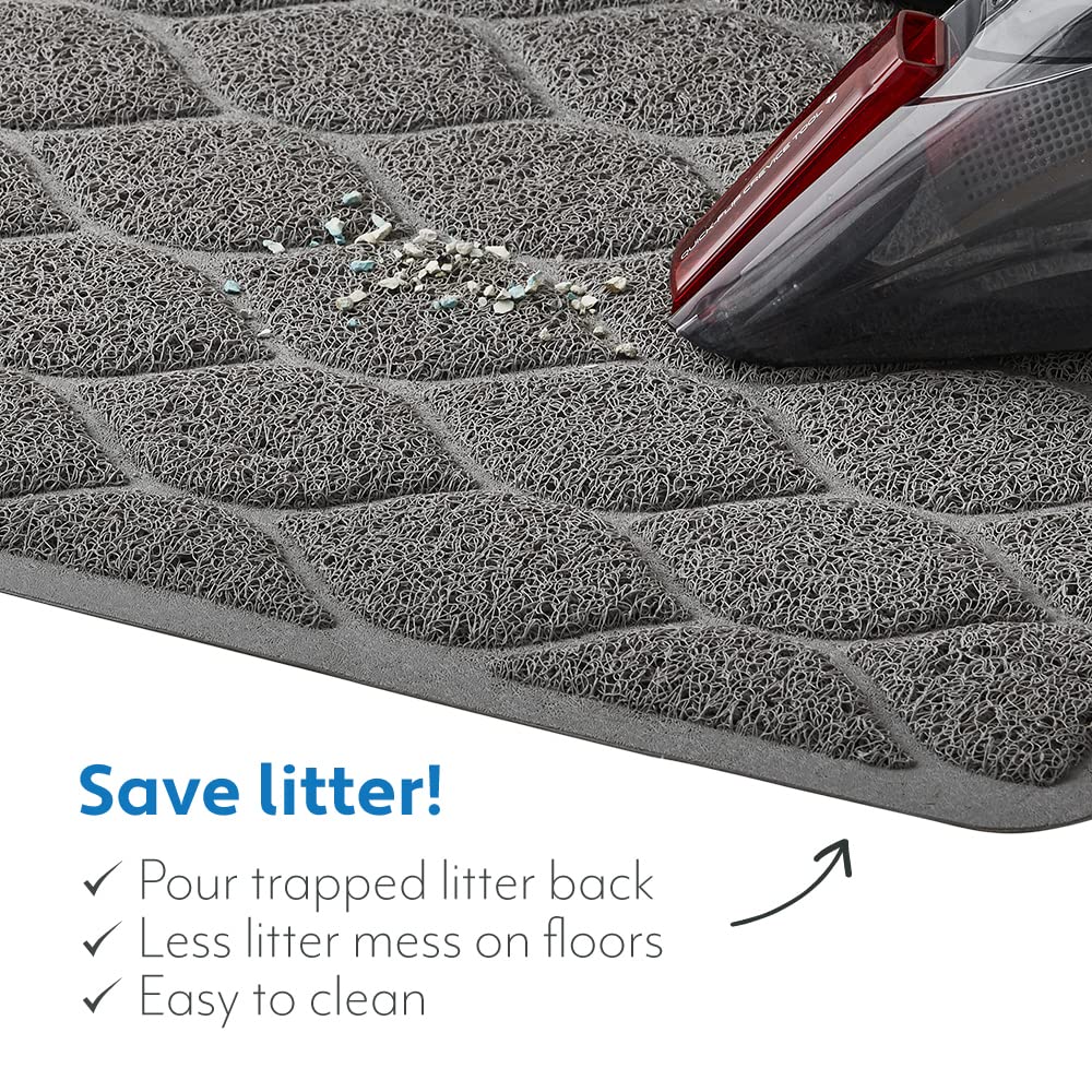 Mighty Monkey Waterproof Bpa Free Cat Litter Box Trapping Mat, Easy Clean Floors, Textured Baking, Soft On Sensitive Kitty Paws, Cats Accessories, Less Waste, Stays In Place, 24X17, Slate Gray