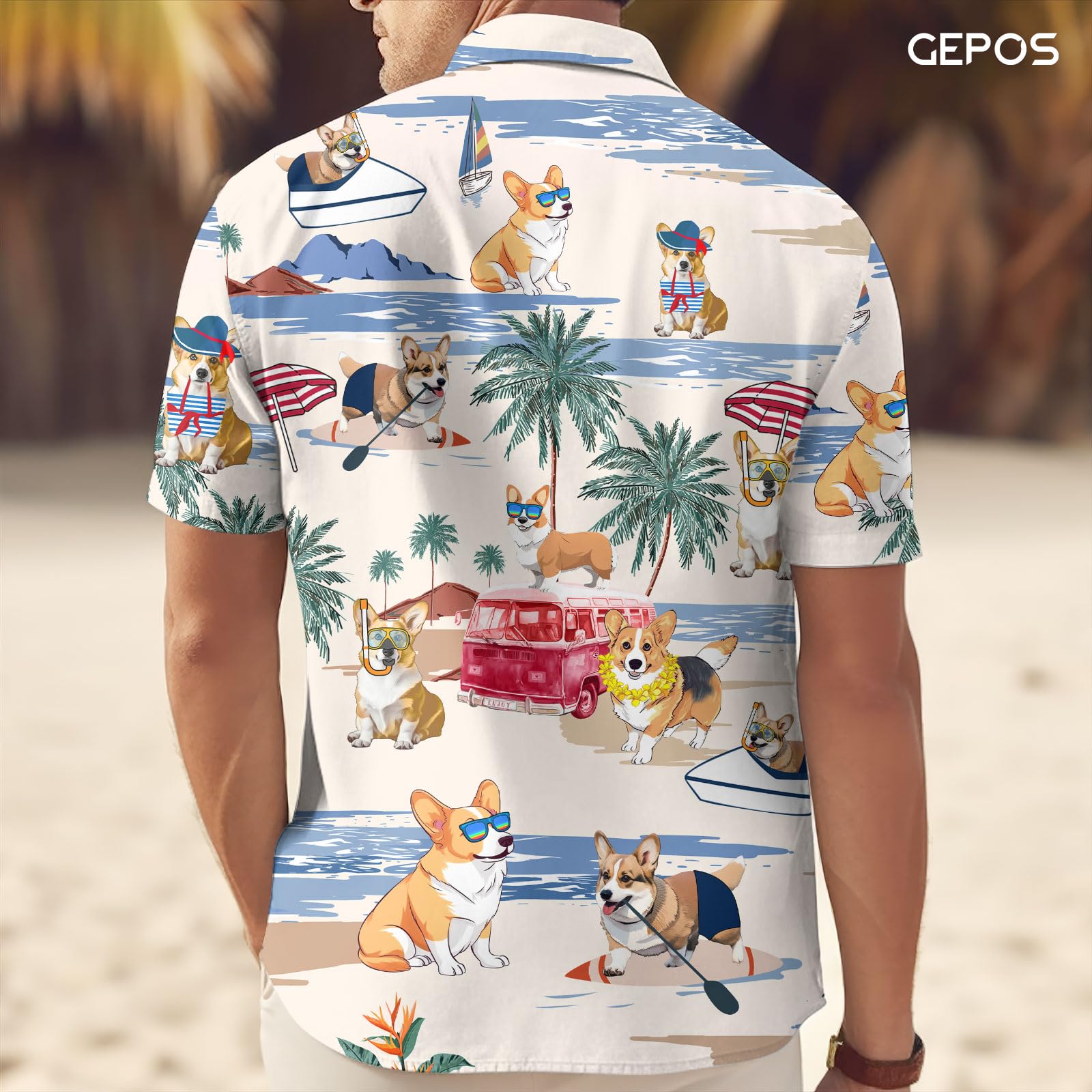 Corgi Men'S Hawaiian Shirt - Summer Beach Unisex Shirt, Dad & Men Birthday Gifts (Medium)
