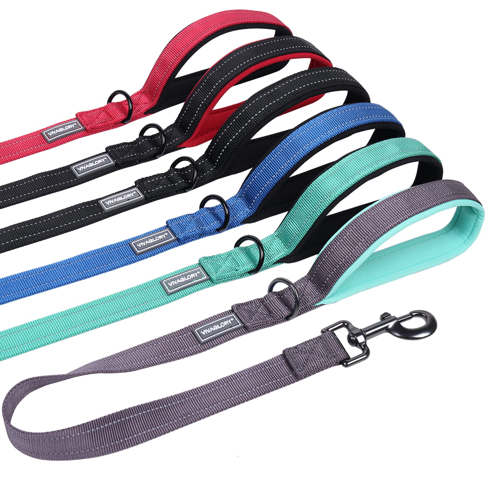 Vivaglory Short Dog Leash For Medium & Large Dogs, 24Inch, Grey