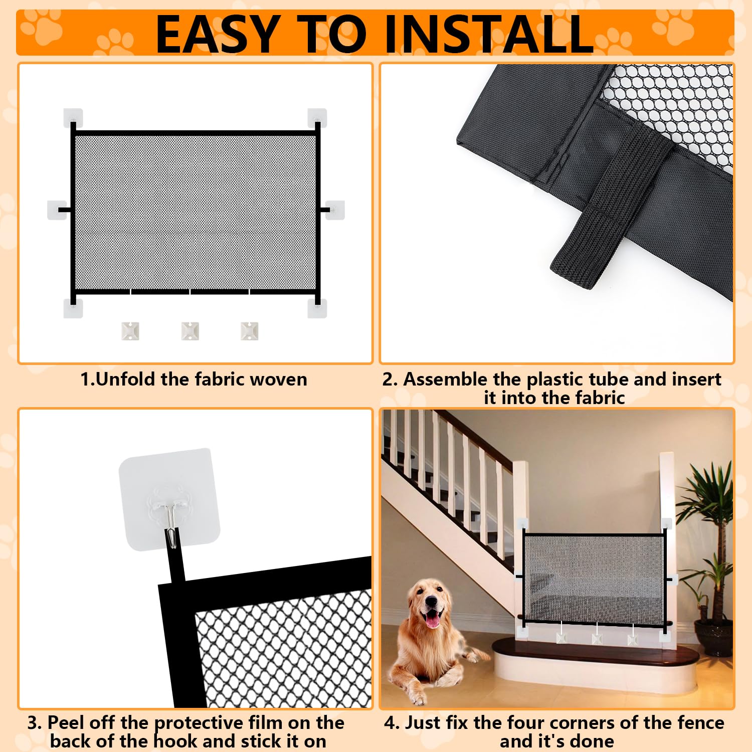 Dog Gate for Stairs & Doorways, Pet Gates for The House, Dogs Screen Mesh Gate for Pets, 43    W x 28 H