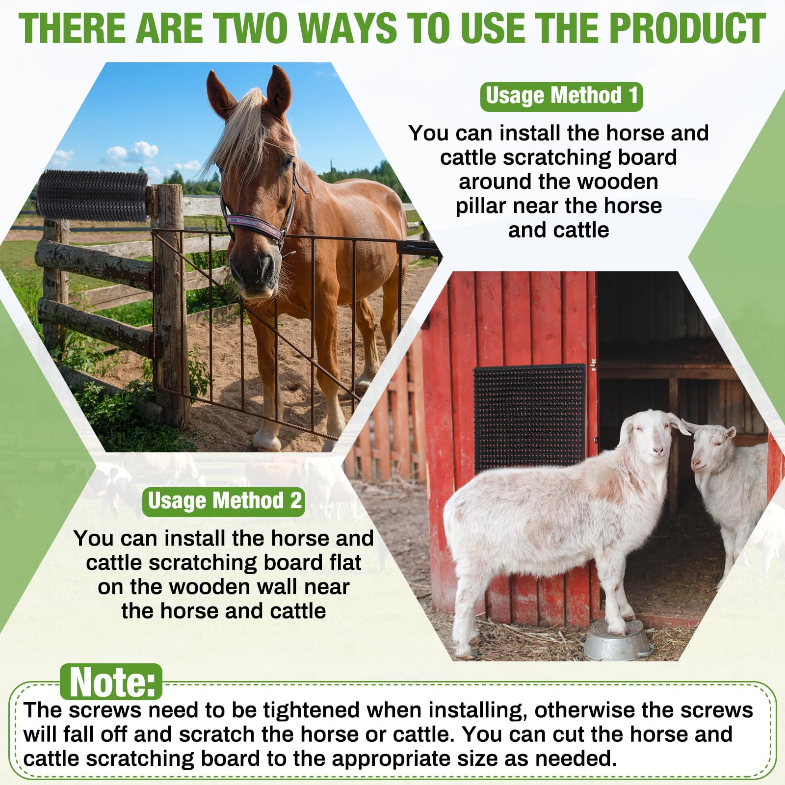 Teenyyou 4 Pack Horse Scratching Post Pad Equine & Bovine Massage Brush Kit 14.1711.81 Horse Cattle Scratchers Safe Soft Itc