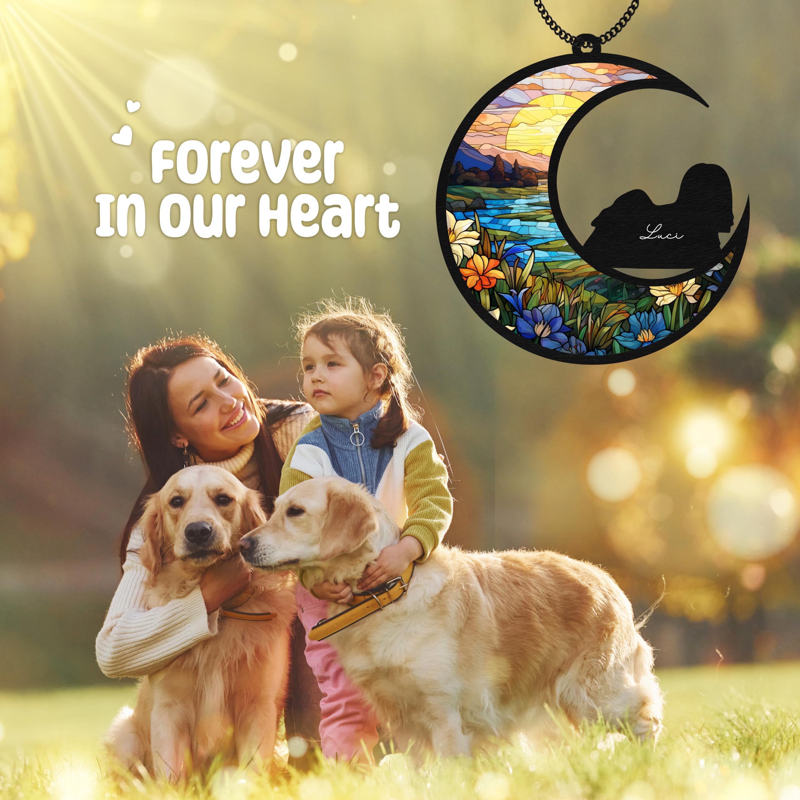 6'' Lhasa Apso Dog Memorial Suncatcher Personalized Name Dog Breed Pet Ornament Window Car Hanging Sympathy Gift For Loss Of Pet