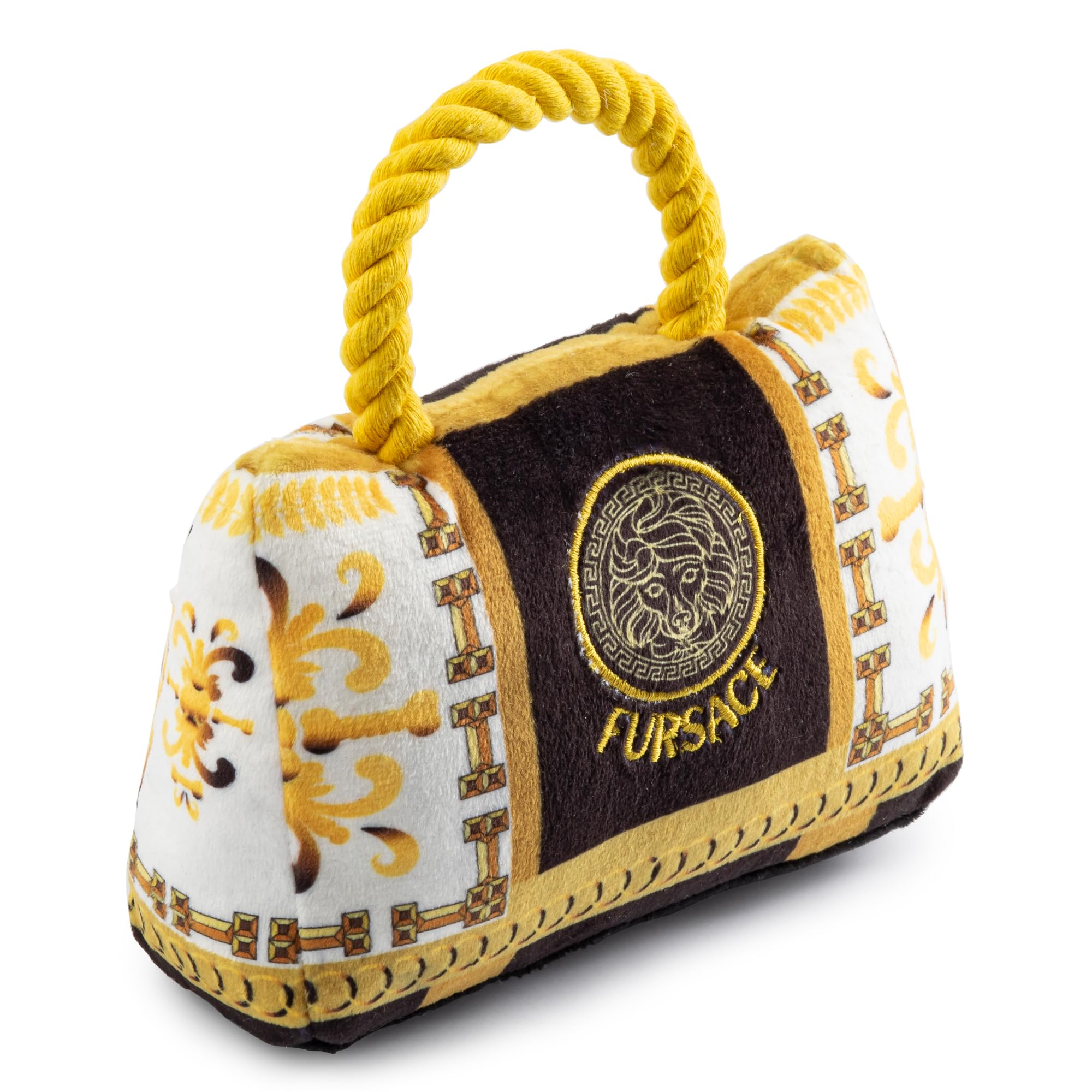 Haute Diggity Dog Fursace Handbag, Plush Designer Dog Toys with Interactive Squeaker, Stimulating Pet Enrichment, Machine-Washab