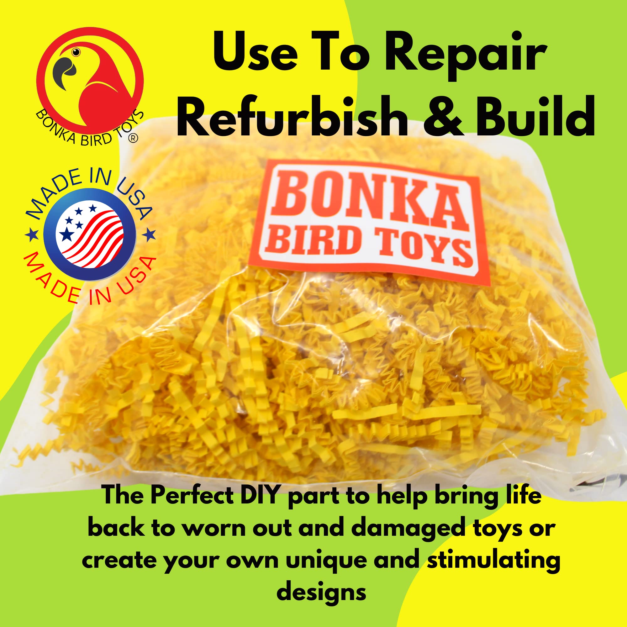 Bonka Bird Toys Colored Crinkle Shred Paper Chew Forage Nesting Treat Natural Multi-Use Craft Part Projects Cockatiels Parakeets