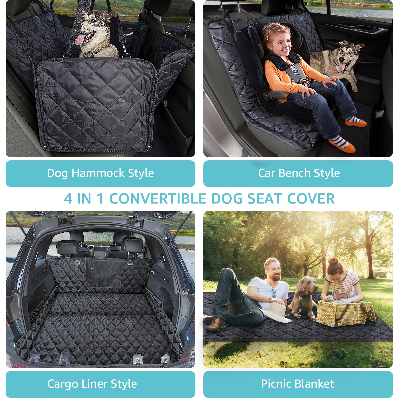 Comwish Dog Seat Cover For Truck With Mesh Window, Waterproof Dog Hammock For Truck Back Seat With Durable Scratchproof Nonslip