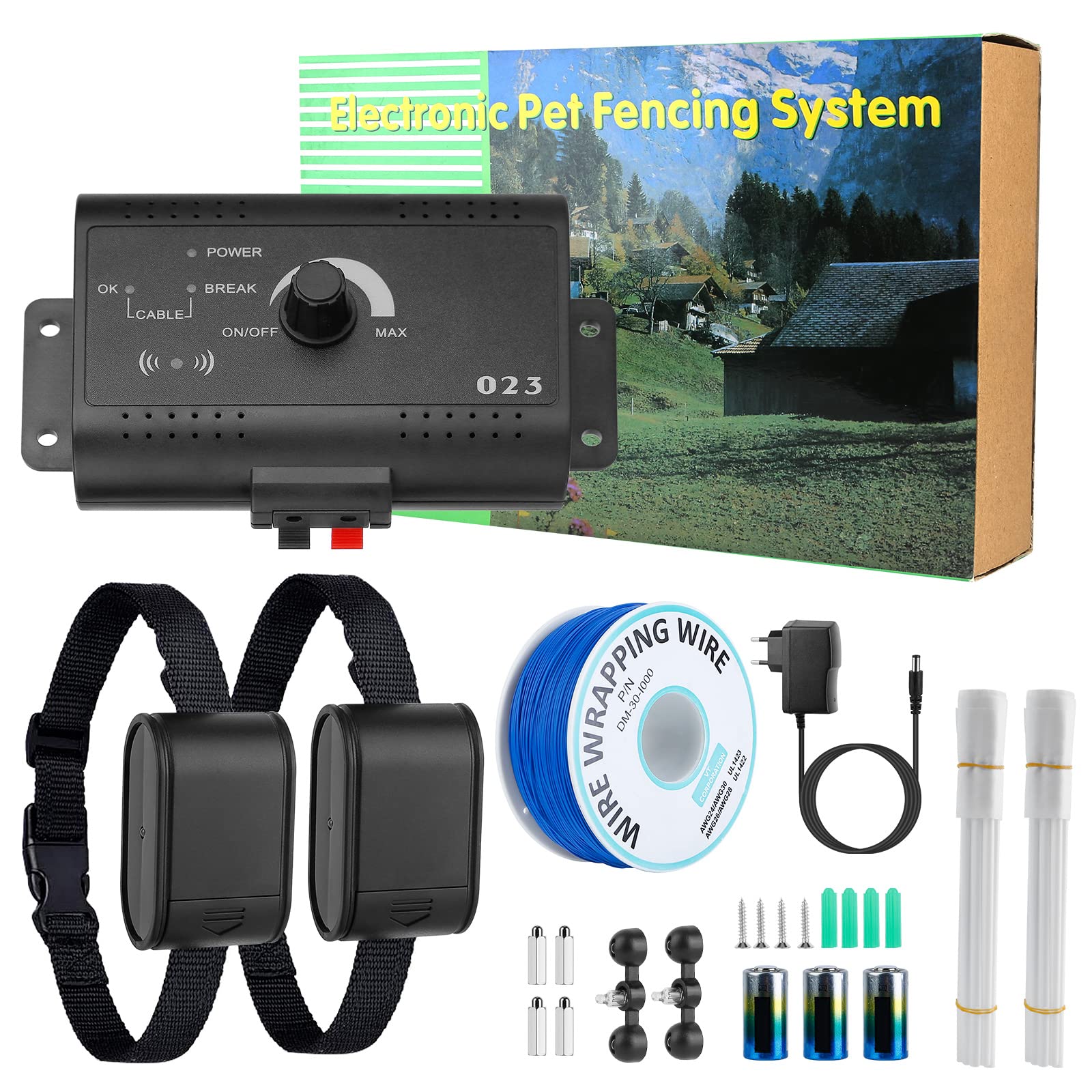 Moclever Wireless Dog Fence System - 1.2 Acre Electric Pet Containment System W/Waterproof Shock Collar, Underground 984Ft Wire,