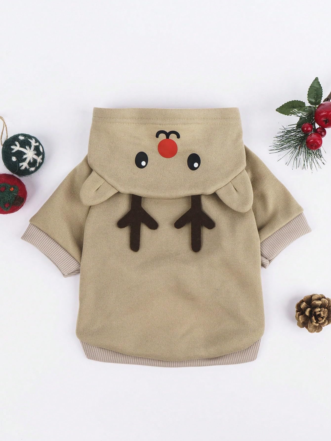 Qwinee Deer Design Dog Hoodie Dog Costume Holiday Halloween Costume Dog Shirt Sweatshirt Dog Clothes For Cat Puppy Small Medium