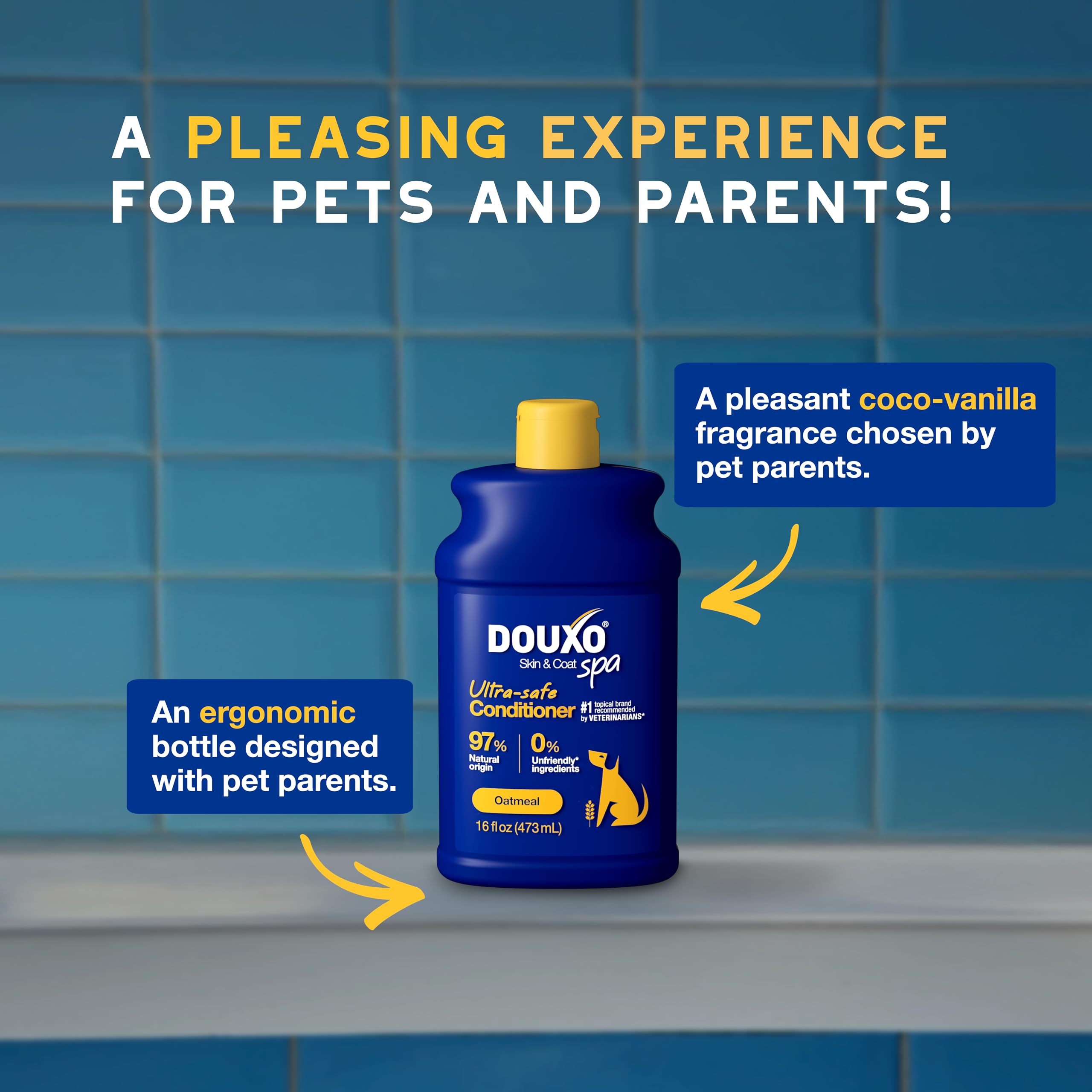 Douxo Skin & Coat Spa - Ultra-Safe Oatmeal Dog Conditioner, 16 Fl Oz, Safely Detangles, Revives The Coat And Moisturizes The Ski