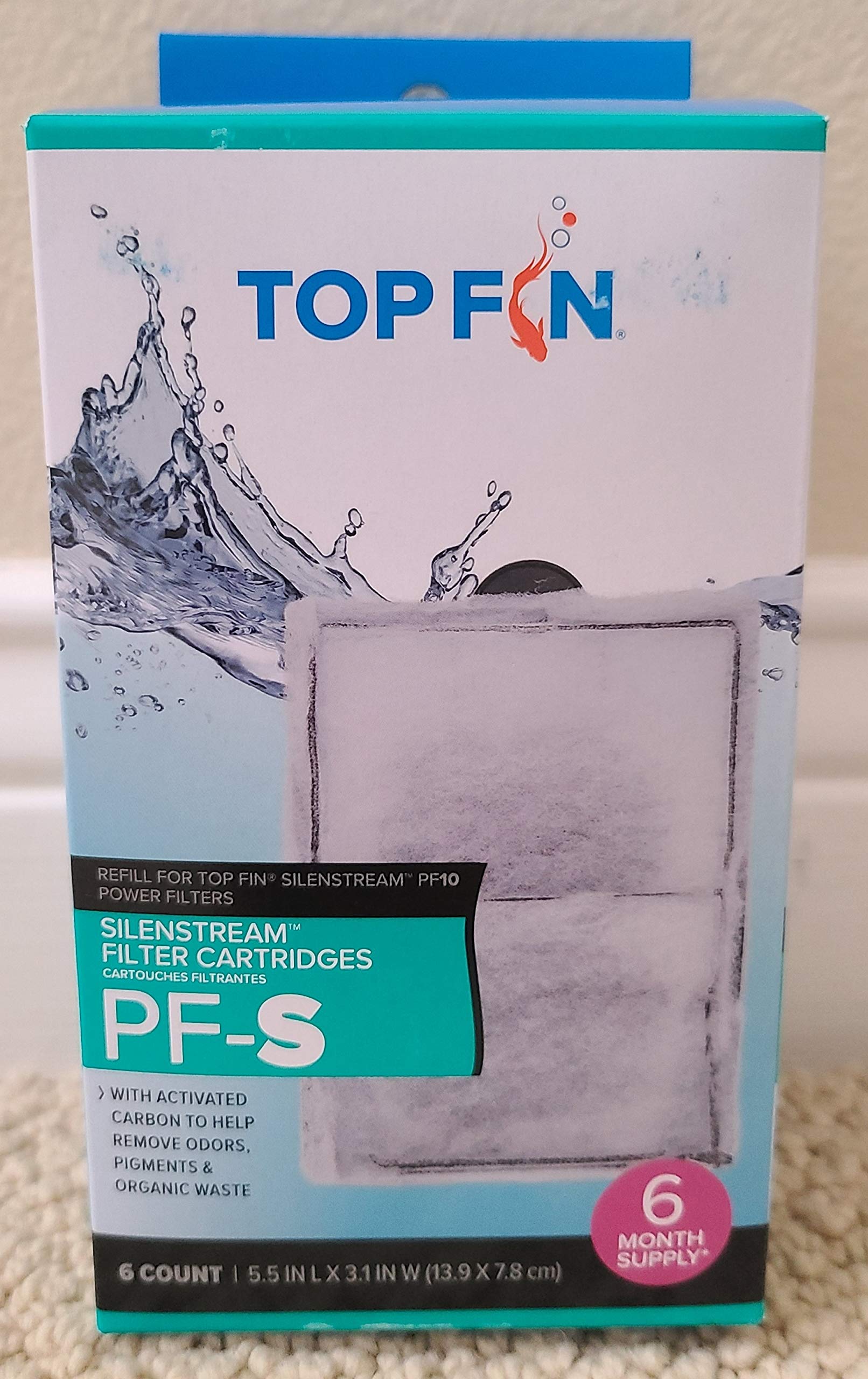 Top Fin Silenstream Pf-S Small Filter Cartridges (6 Count) Refill For Pf10 Power Filters (5.5In X 3.1In)