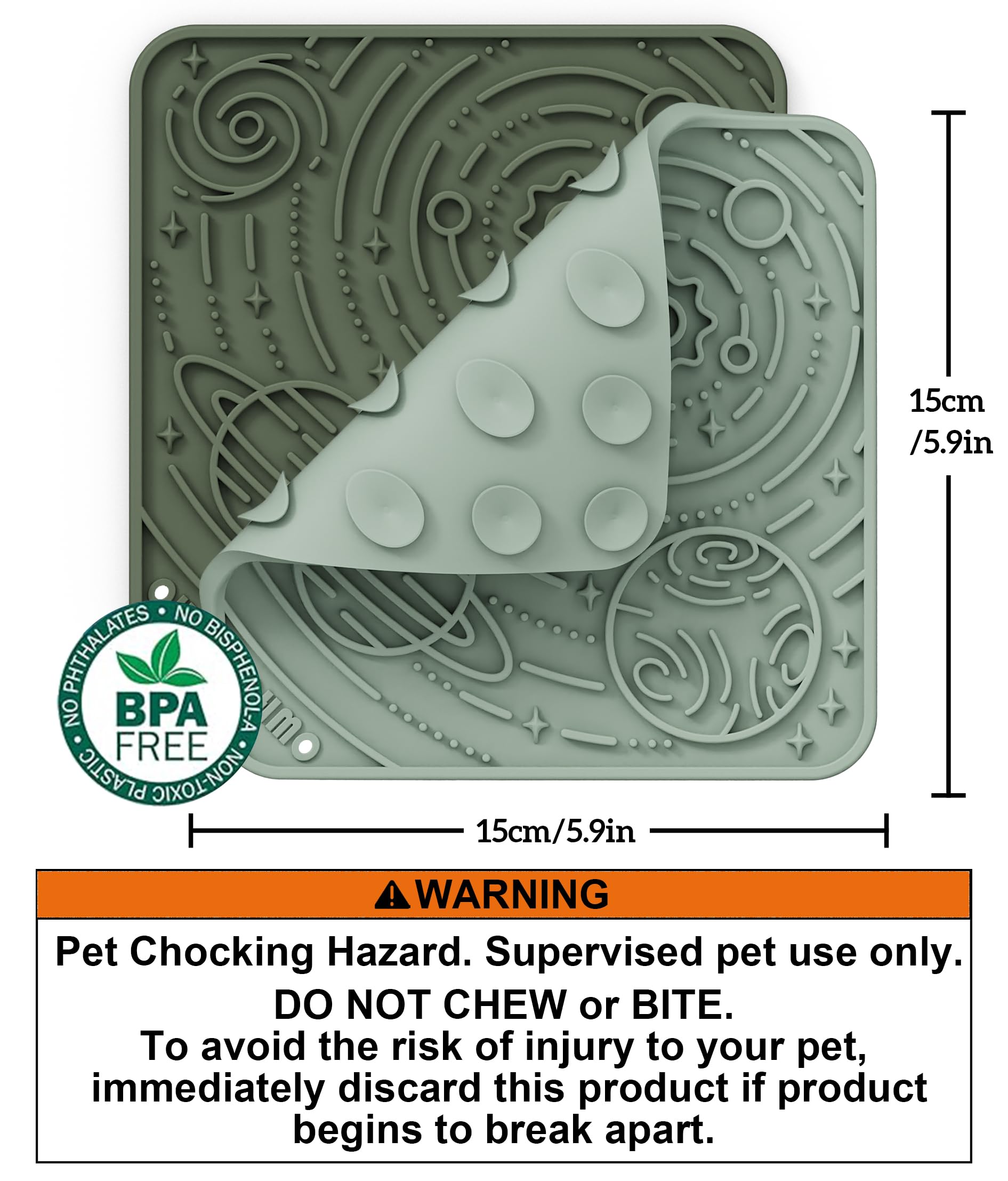 Ohmo Lick Mat For Dogs And Cats(Small, Camo&Light Green, 2Pcs) Enrichment Accessories Toy Space Star Easy Clean Pet Slow Feeder/