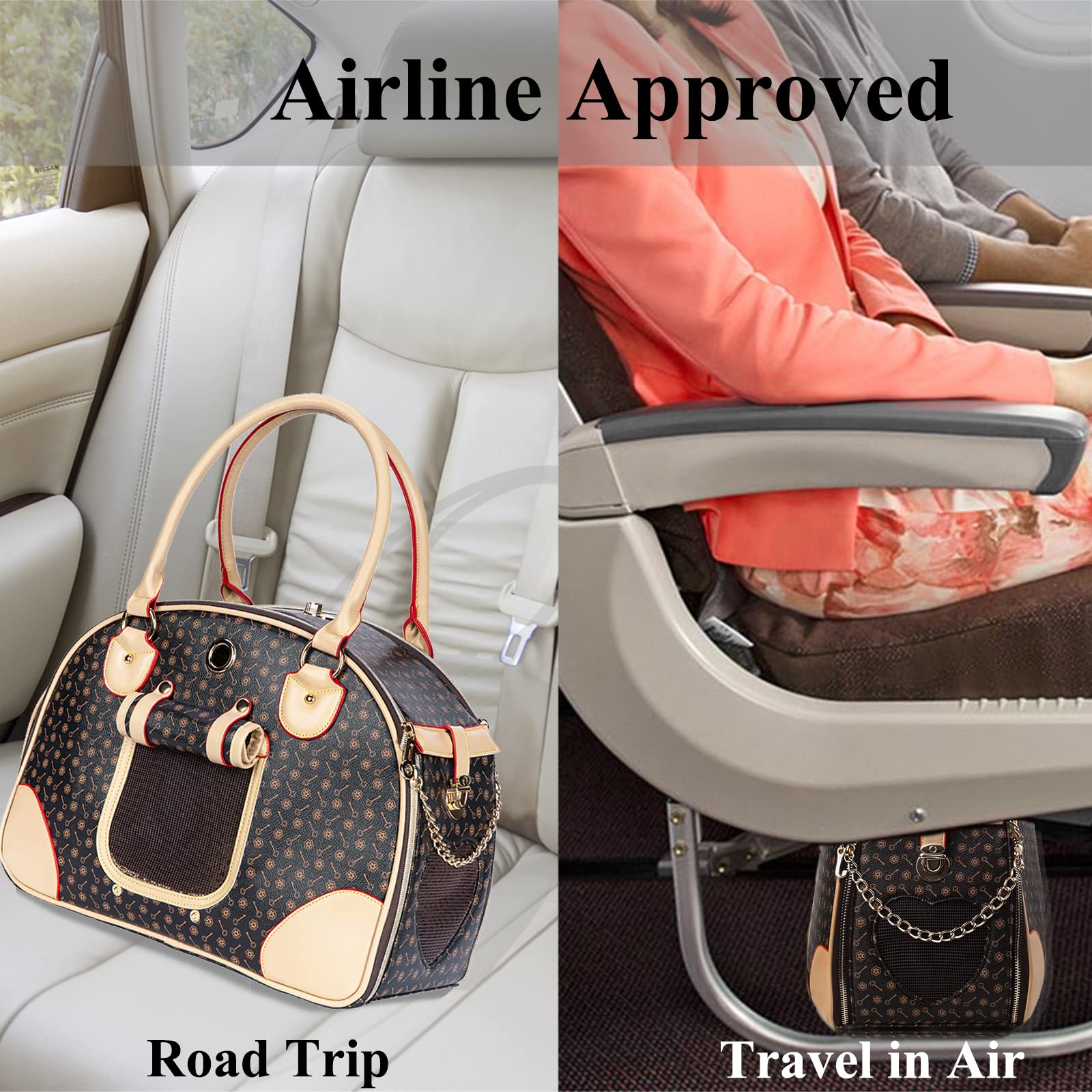 Adriene'S Choice Luxury Pet Carrier, Puppy Small Dog Carrier, Cat Carrier Bag, Waterproof Premium Pu Leather Carrying Handbag Fo