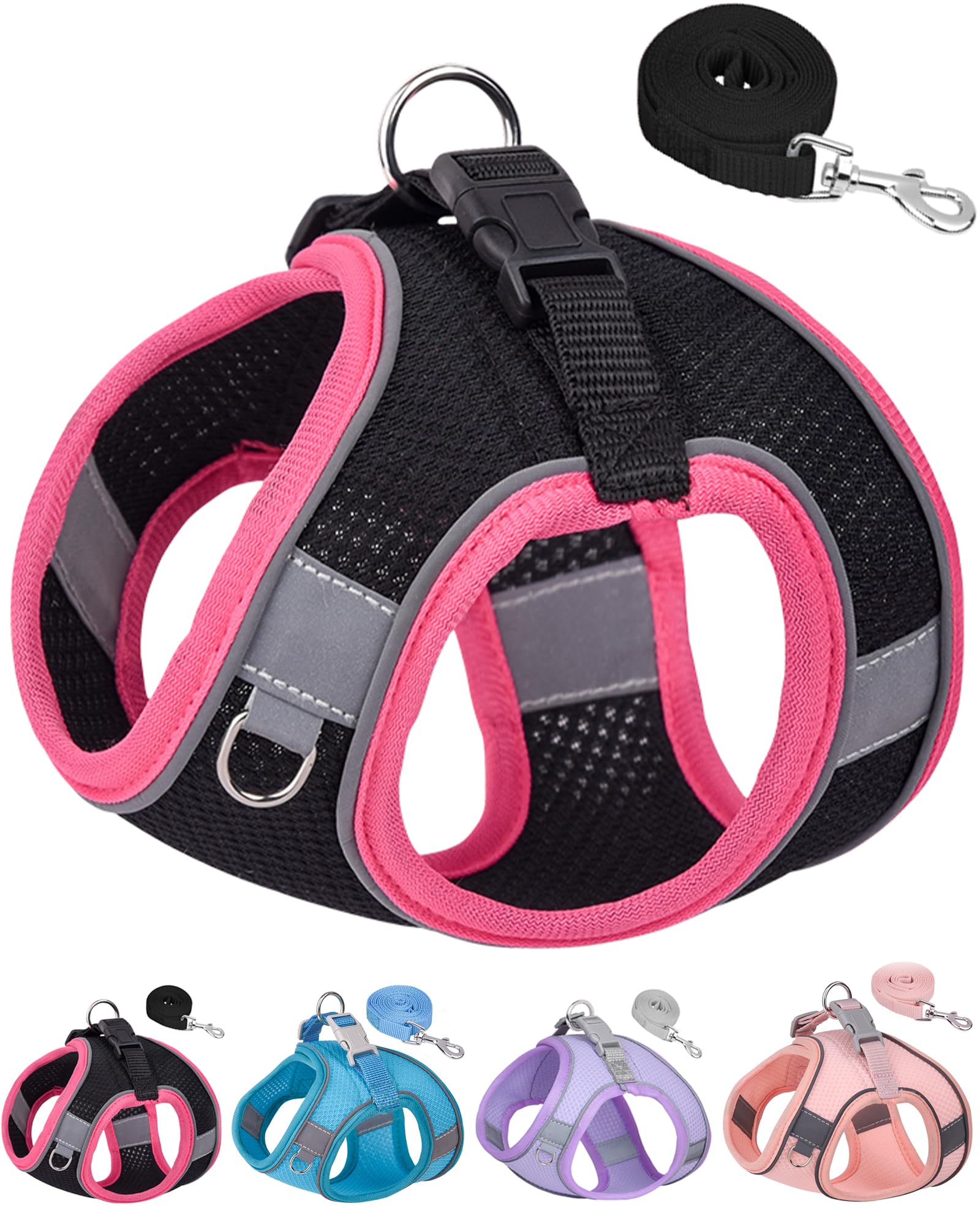 Aecllcea Small Dog Harness And Leash Set - Puppy Training Vest, Black, Xxs