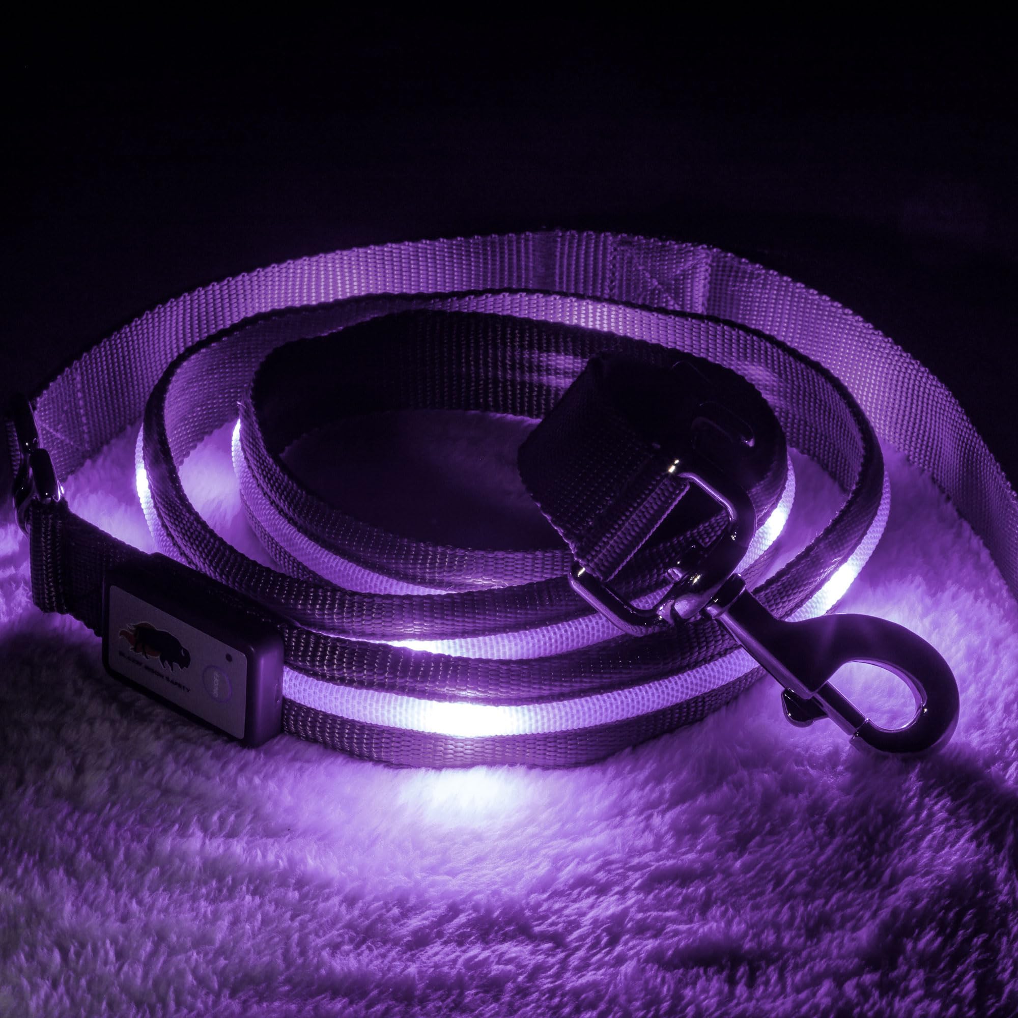 Blazin Light Up Led Dog Leash - 1,000 Feet Visibility - Usb Rechargeable, Waterproof, Glow In Dark - 6 Foot, Lavender