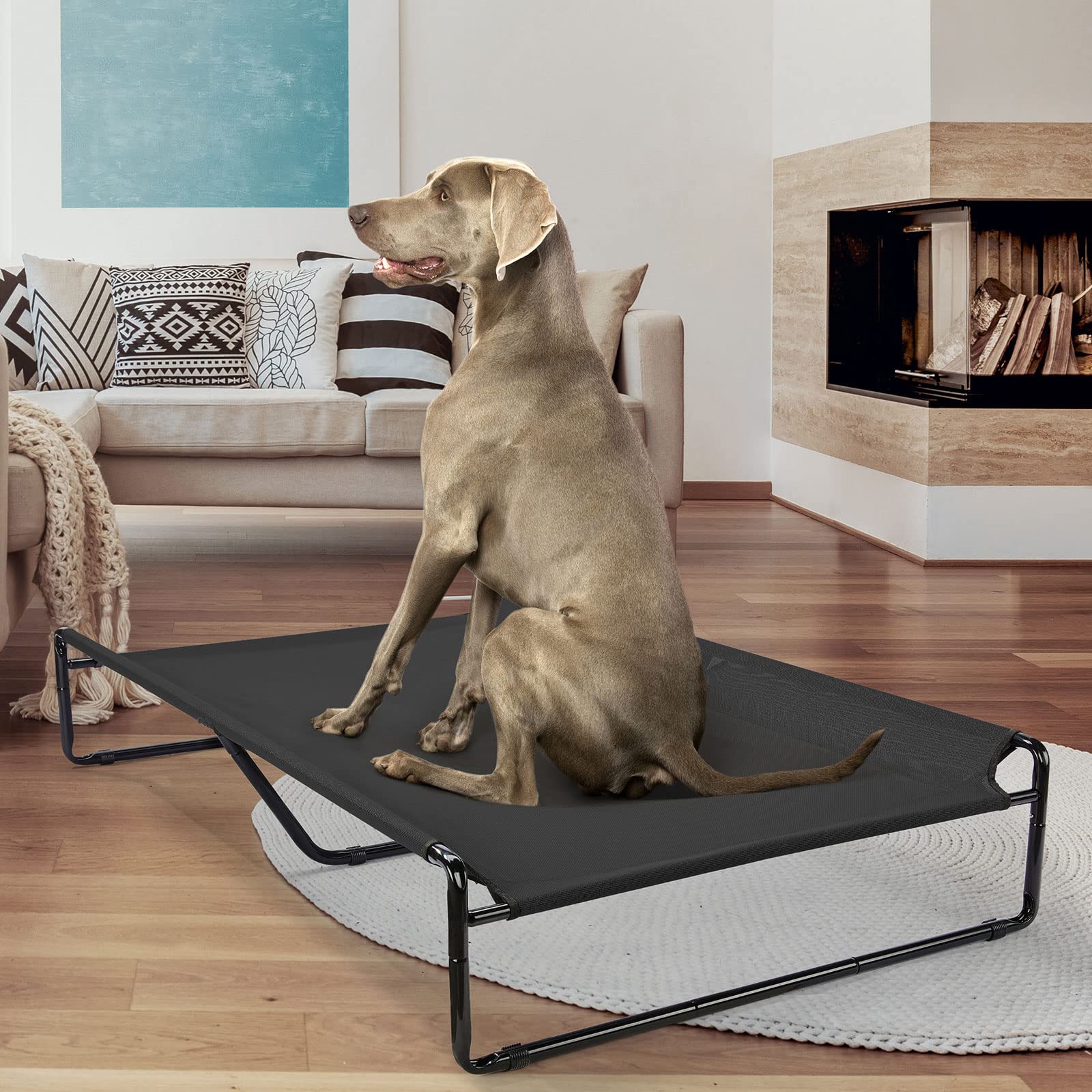 Veehoo Original Cooling Elevated Dog Bed, Outdoor Raised Dog Cots Bed For Large Dogs, Chew Proof Standing Pet Bed With Washable Breathable Mesh, No-Slip Feet For Indoor Outdoor, Xx-Large, Black