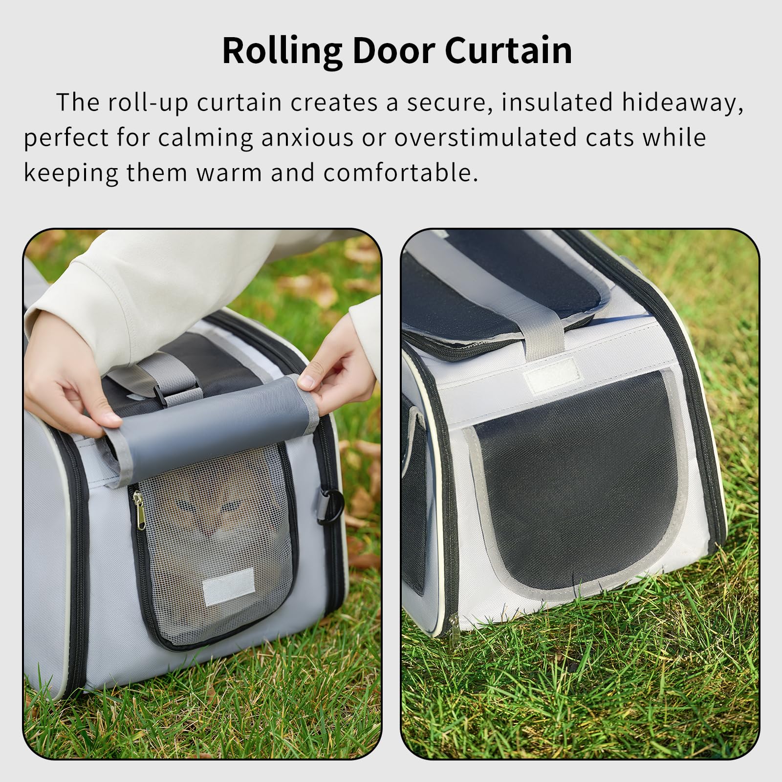 Cat, Dog Carrier For Pets Up To 17 Lbs, Soft-Sided Collapsible Pet Carrier With Sturdy Base, Roll-Up Curtain And Large Storage B