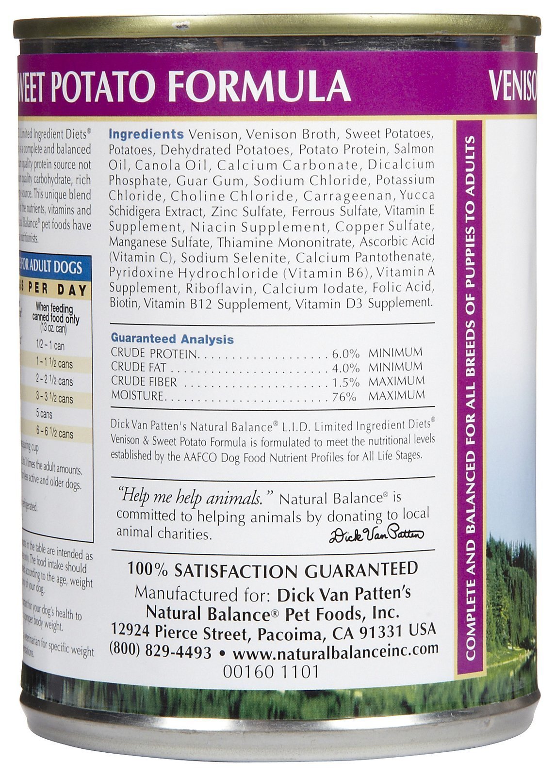 Natural Balance L.I.D. Limited Ingredient Diets Canned Wet Dog Food, Grain Free, Venison And Sweet Potato Formula, 13-Ounce (Pac
