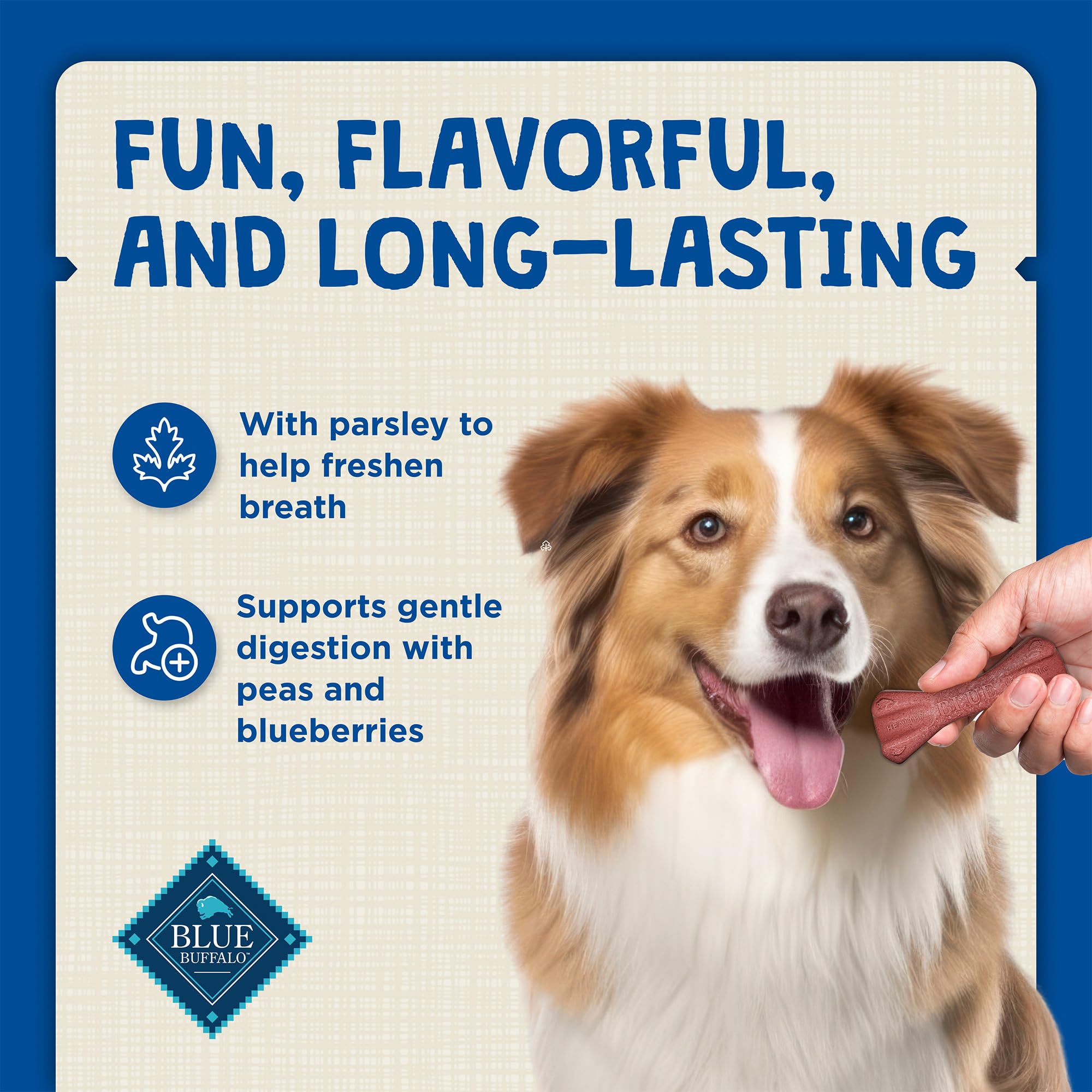Blue Buffalo Dental Bones for Large Dogs 50 lbs. & Above, Daily Dental Dog Treats, Cleans Teeth & Freshens Breath, 27-oz. (17 Bo