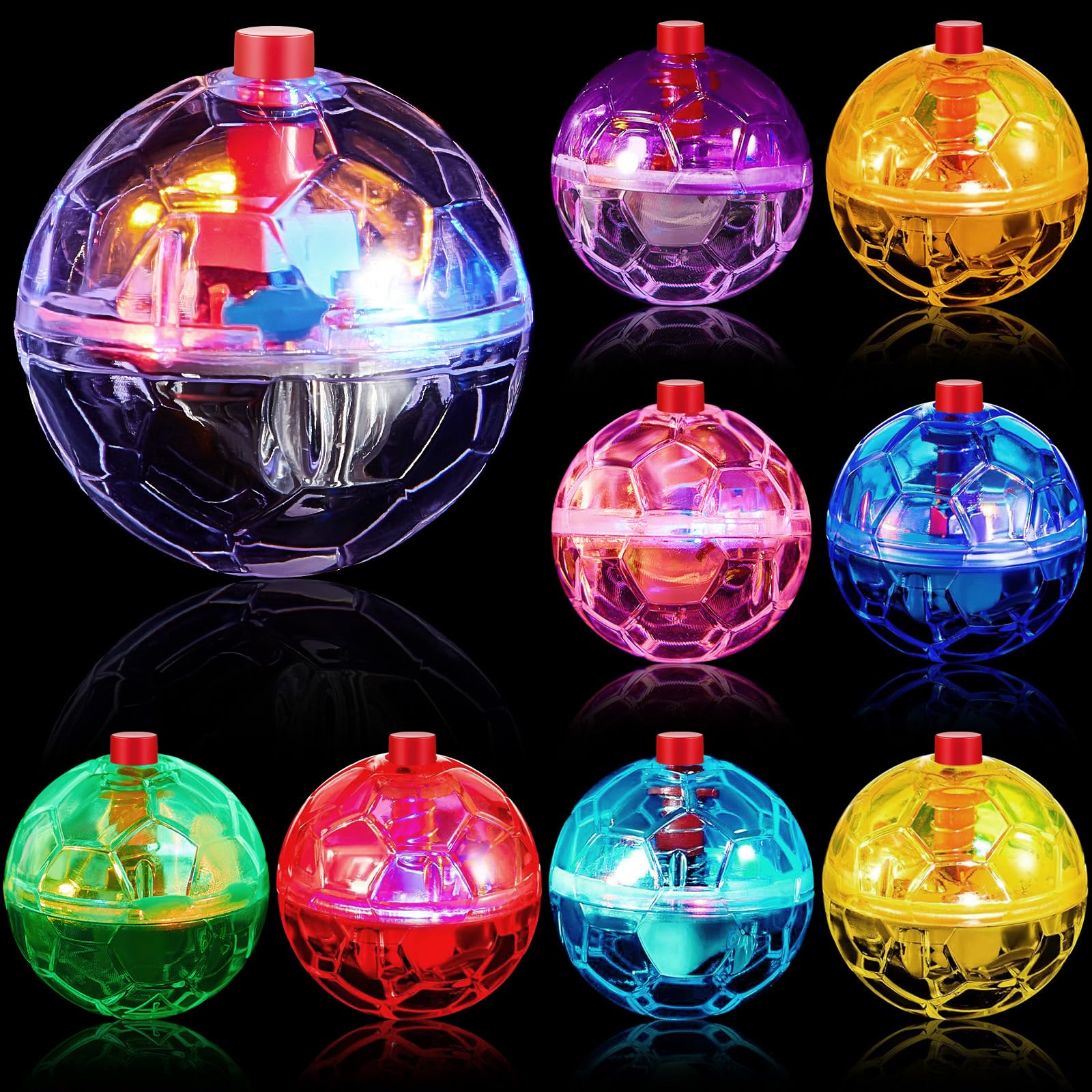 Jecery 9 Pcs Light Up Cat Balls Ghost Hunting Led Motion Activated Cat Toy Interactive Lighted Ball Pet Toys Glowing Mini Runnin