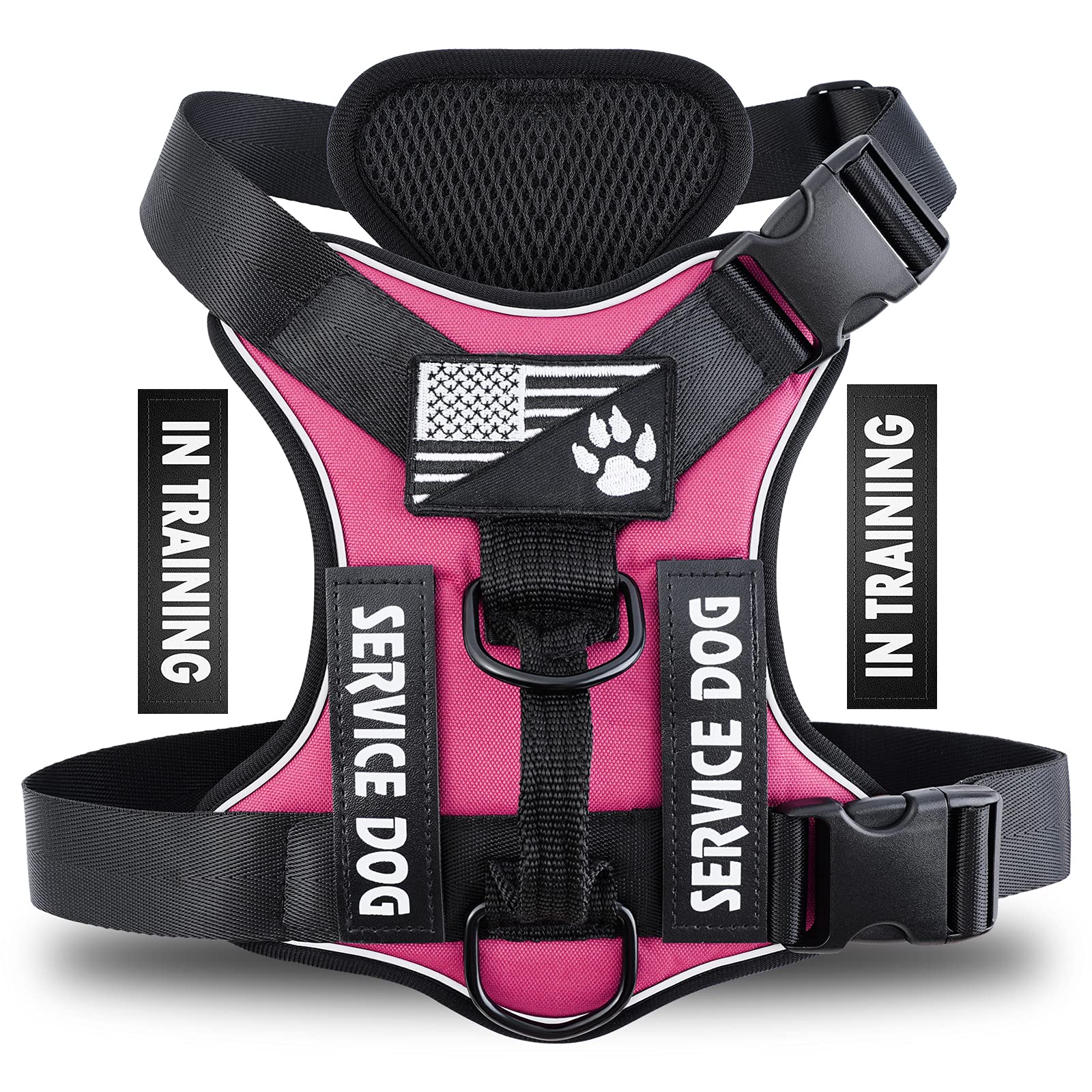 Demigreat Service Dog Harness, Reflective Dog Vest Harness with 5 PCS Patches, Adjustable Soft Oxford Pet Harness, Inner Layer M