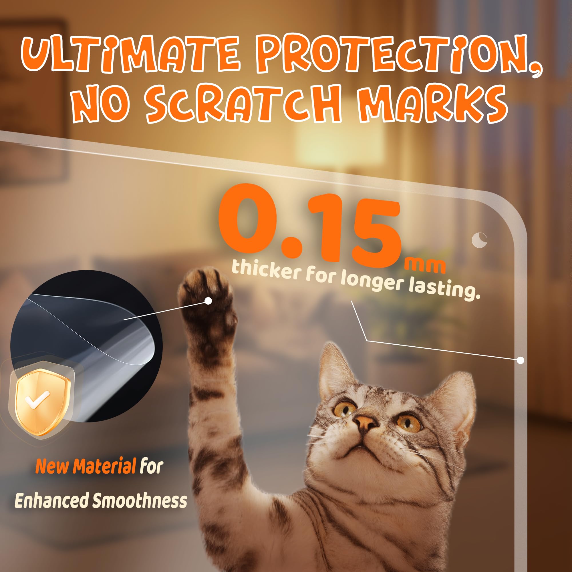 12 Pcs Cat Scratch Furniture Protector, Single Side Couch Protector from Cat Claws with 4 Holes, Easy to Stick & Fix, Cat Scratc