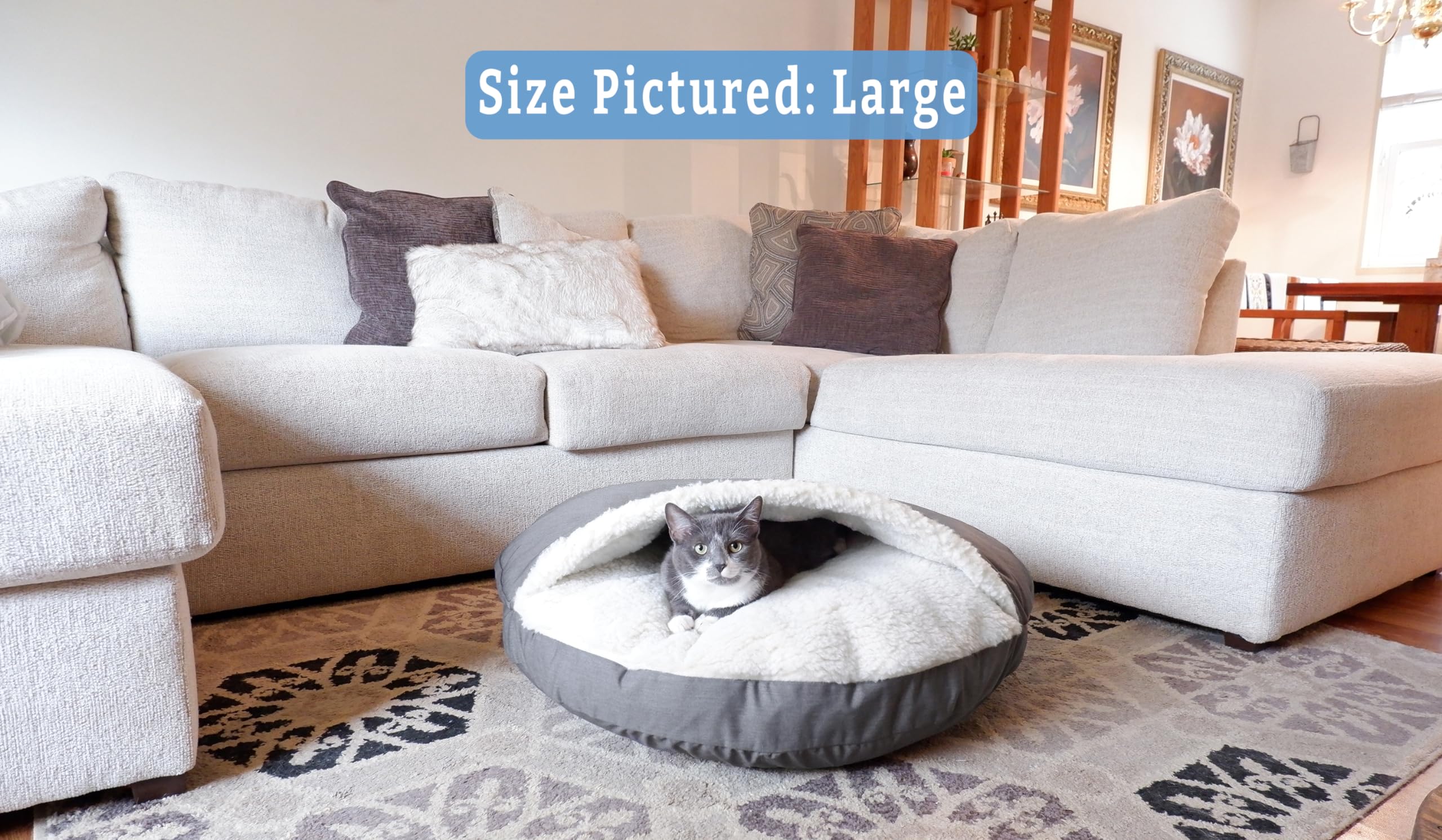 Snoozer Classic Poly-Cotton Cozy Cave Pet Bed, Large, Heather Gray