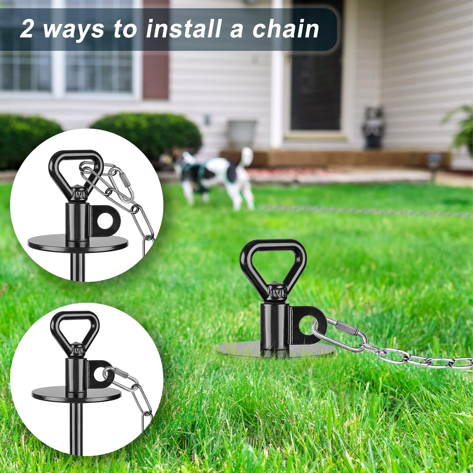 Seleware Dog Tie Out Stake Outdoor Anti-Rust Dog Anchor With Stainless Steel Dog Chains For Large Dogs Up To 100 Lbs, Free Rotat
